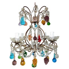 Italian Venetian Crystal Swags Murano Fruit & Drops Chandelier