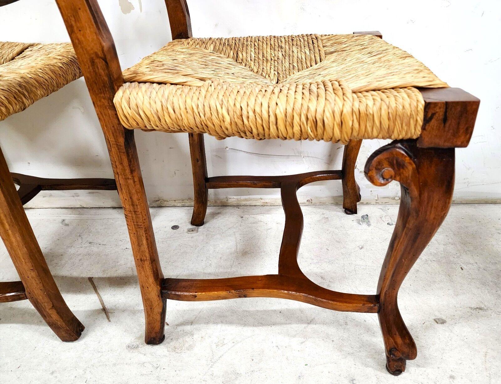 Italian Venetian Dining Chairs Walnut Rush Seat Hand Made Set of 6 For Sale 6