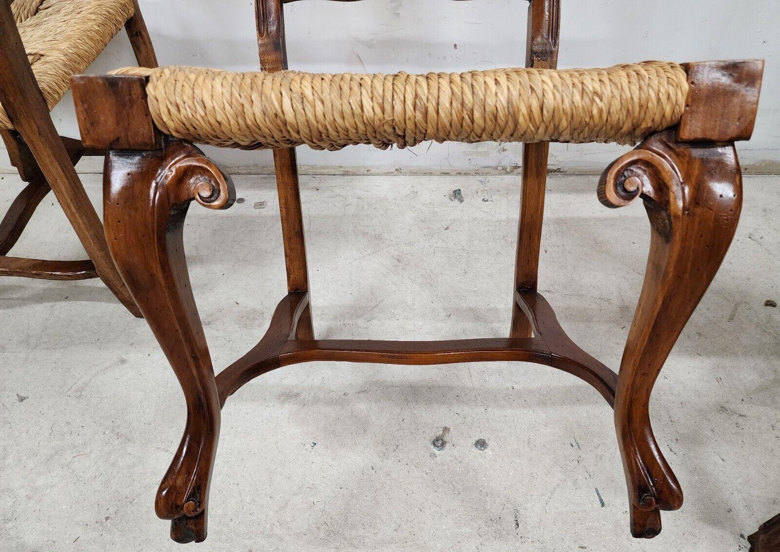 Italian Venetian Dining Chairs Walnut Rush Seat Hand Made Set of 6 For Sale 7