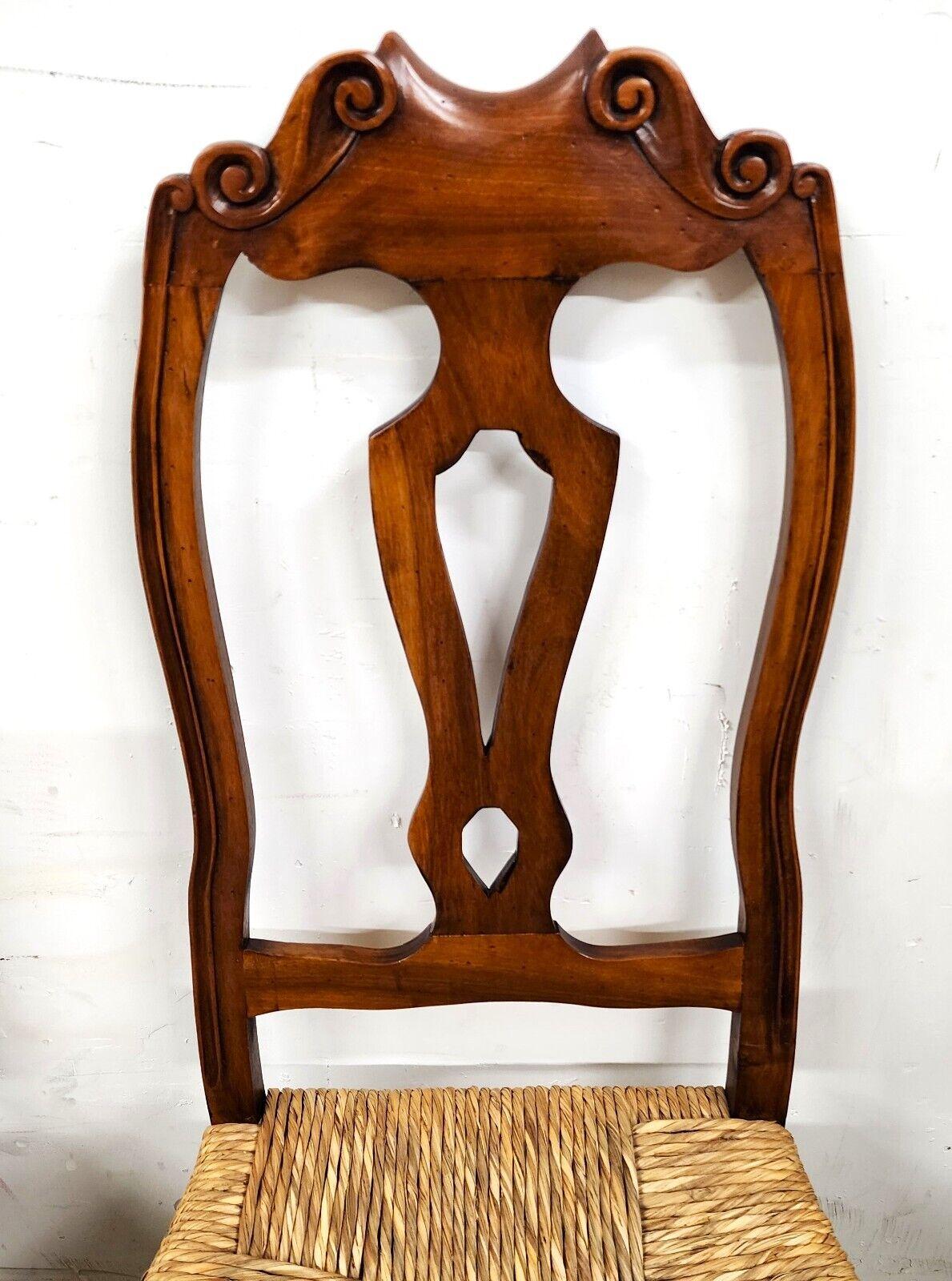 For FULL item description click on CONTINUE READING at the bottom of this page.

Offering One Of Our Recent Palm Beach Estate Fine Furniture Acquisitions Of A
Set of 6 Italian Venetian Solid Walnut Rush Seat Dining Chairs 
All are hand-carved