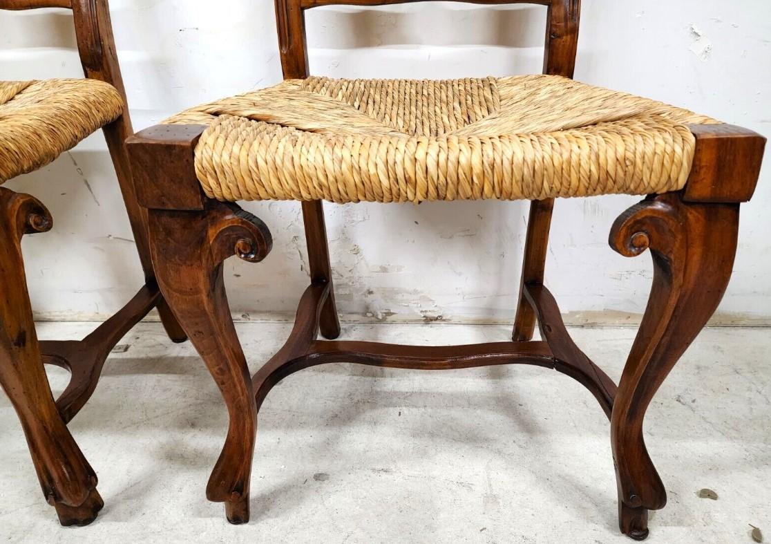20th Century Italian Venetian Dining Chairs Walnut Rush Seat Hand Made Set of 6 For Sale