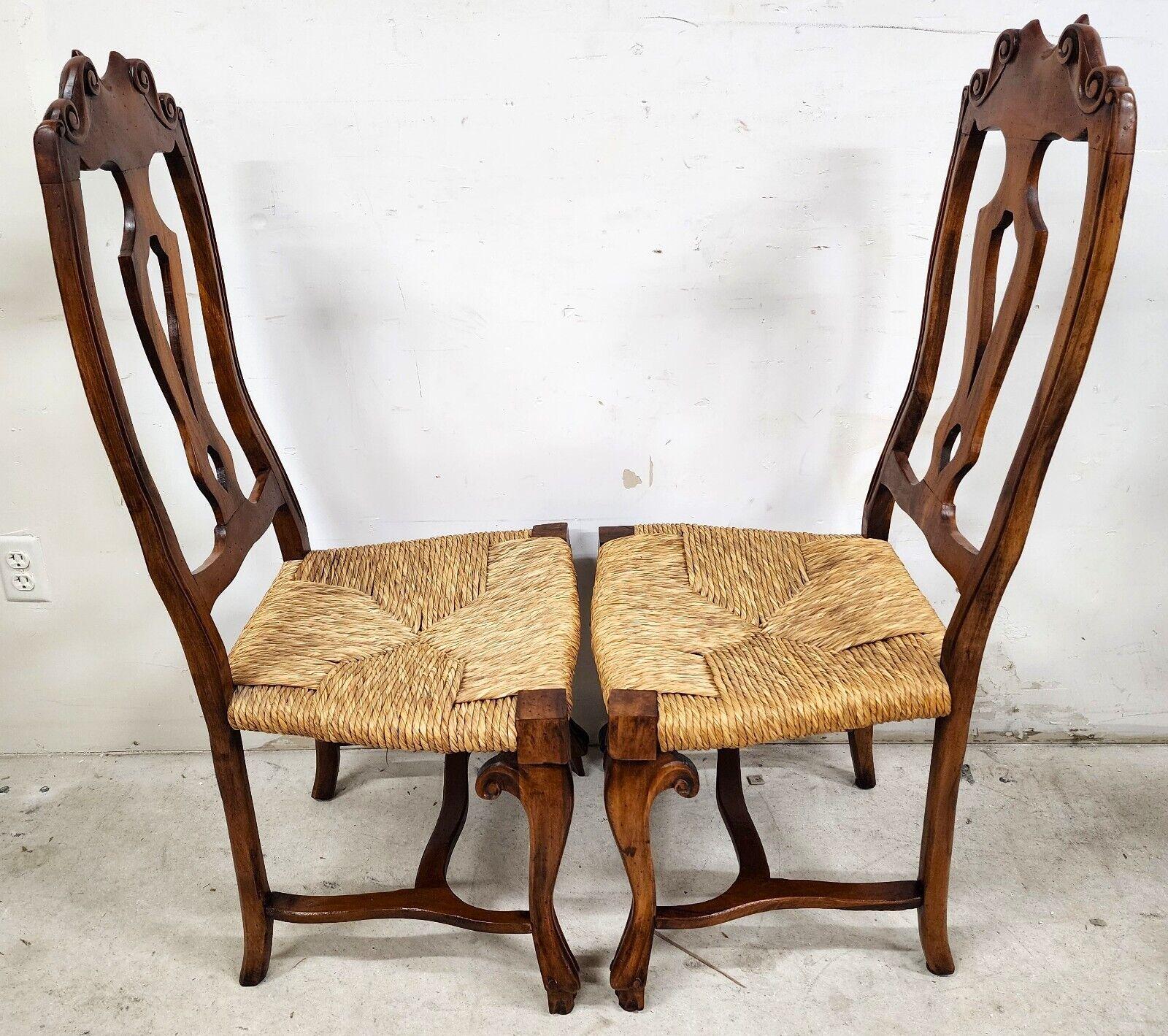Italian Venetian Dining Chairs Walnut Rush Seat Hand Made Set of 6 For Sale 3