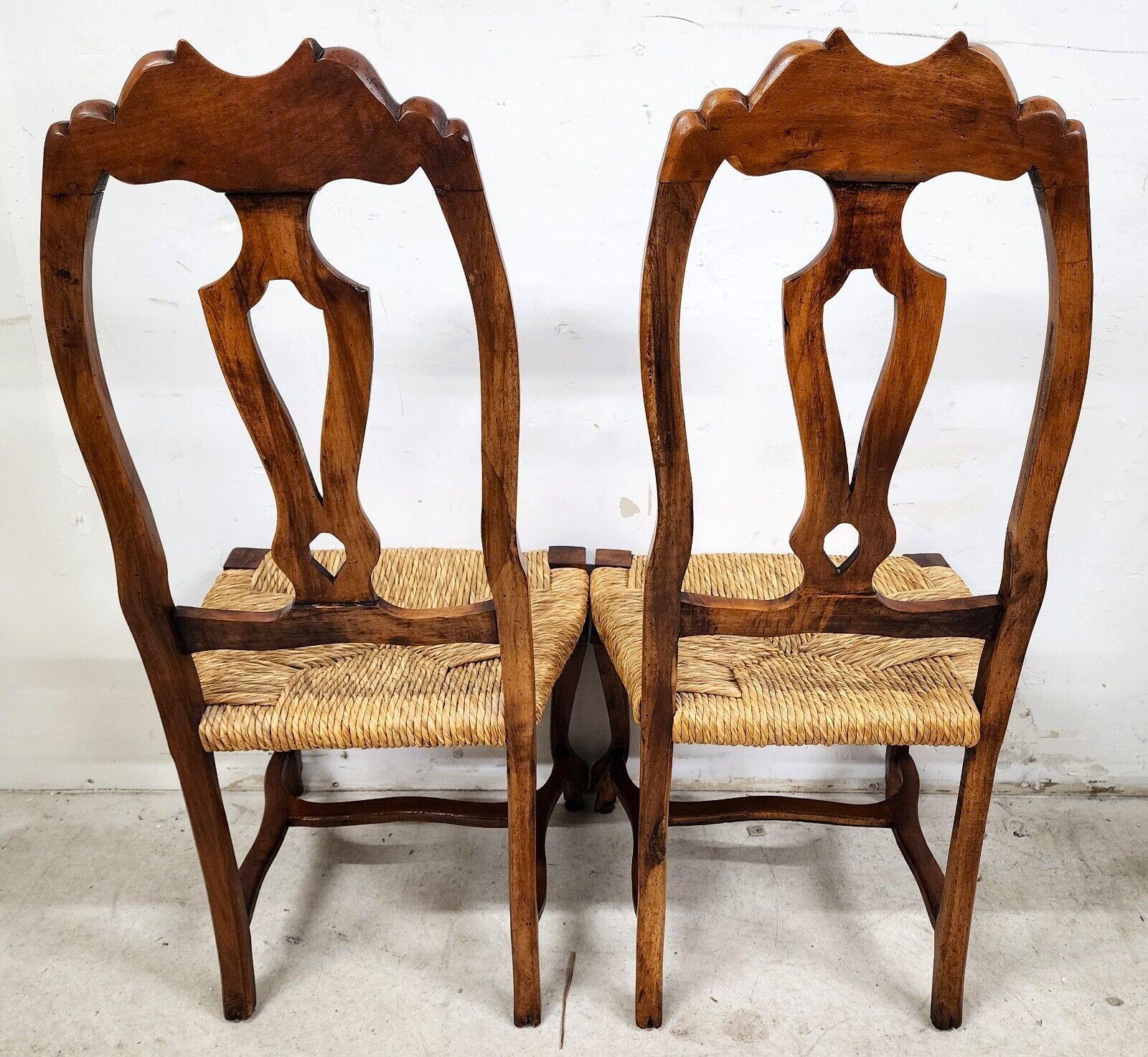 Italian Venetian Dining Chairs Walnut Rush Seat Hand Made Set of 6 For Sale 4