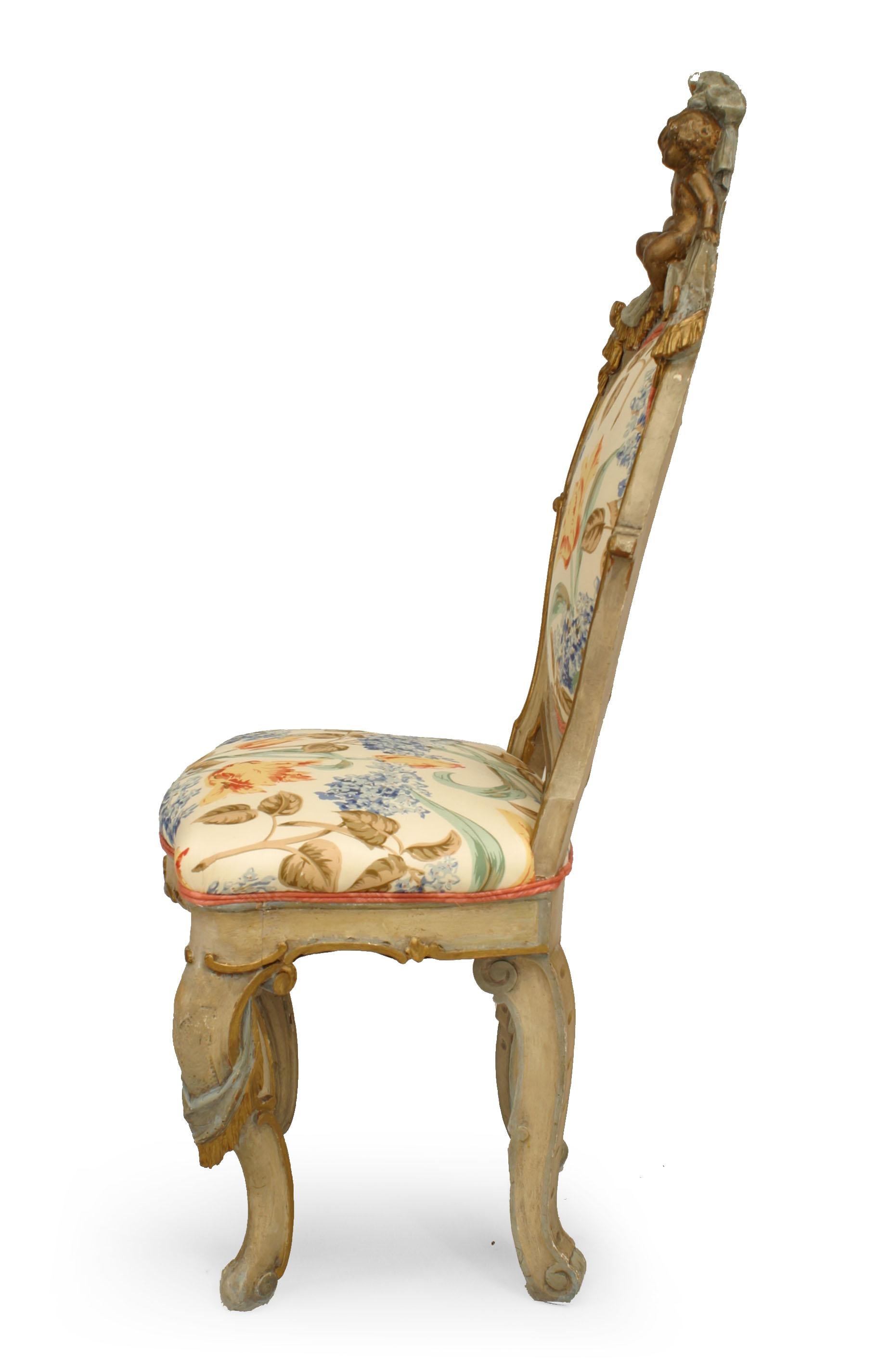 19th Century Italian Venetian Drape Side Chairs For Sale