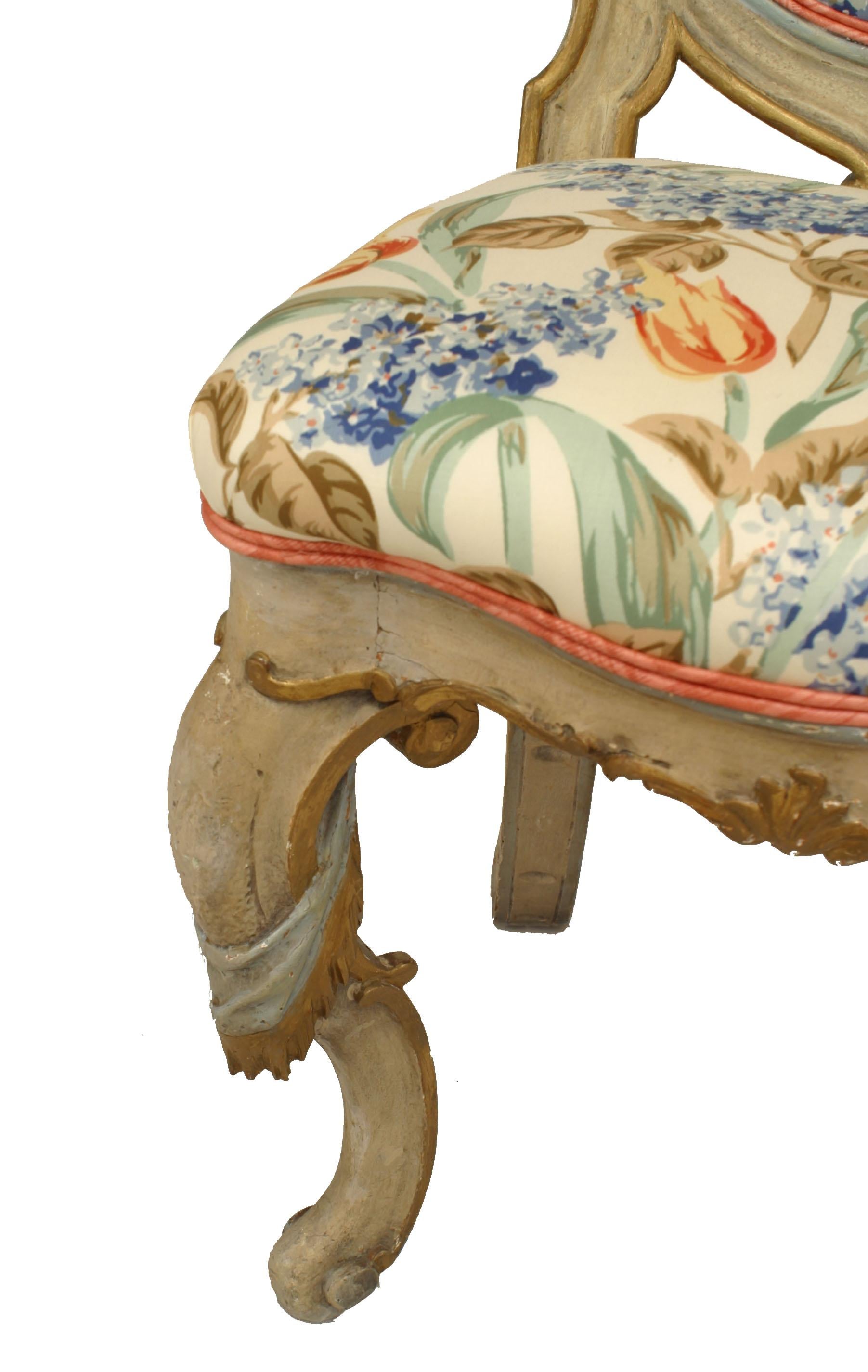 Upholstery Italian Venetian Drape Side Chairs For Sale