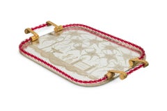 Italian Venetian Etched Glass and Bronze Vanity Tray, Style of Ercole Barovier