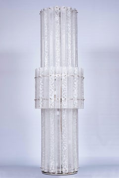 Monumental Murano Glass Floor Lamp in Variegated Colors and Gritty Texture Italy
