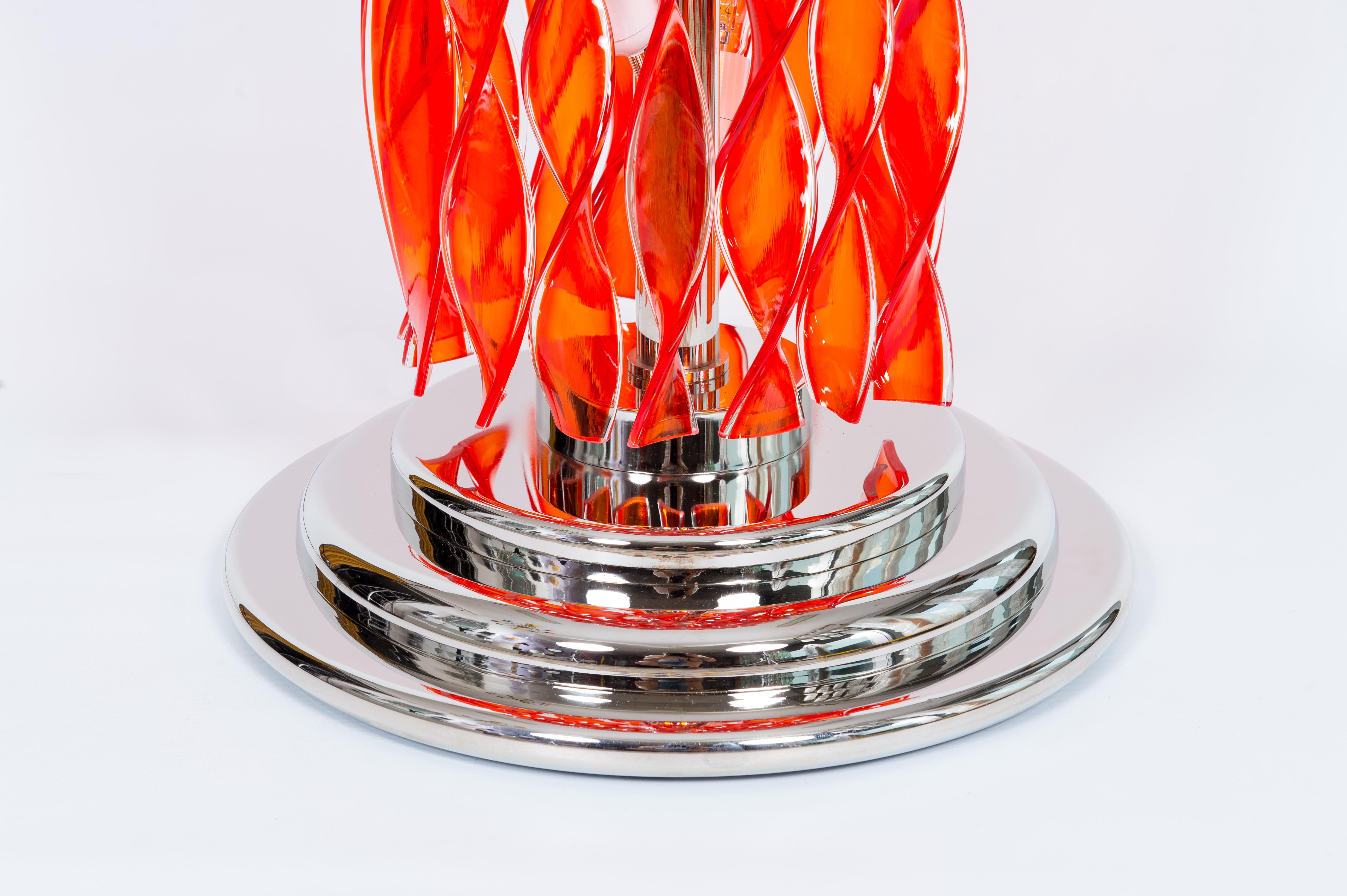 Red Floor Lamp in Blown Murano Glass twisted strings, Giovanni Dalla Fina 21st 4