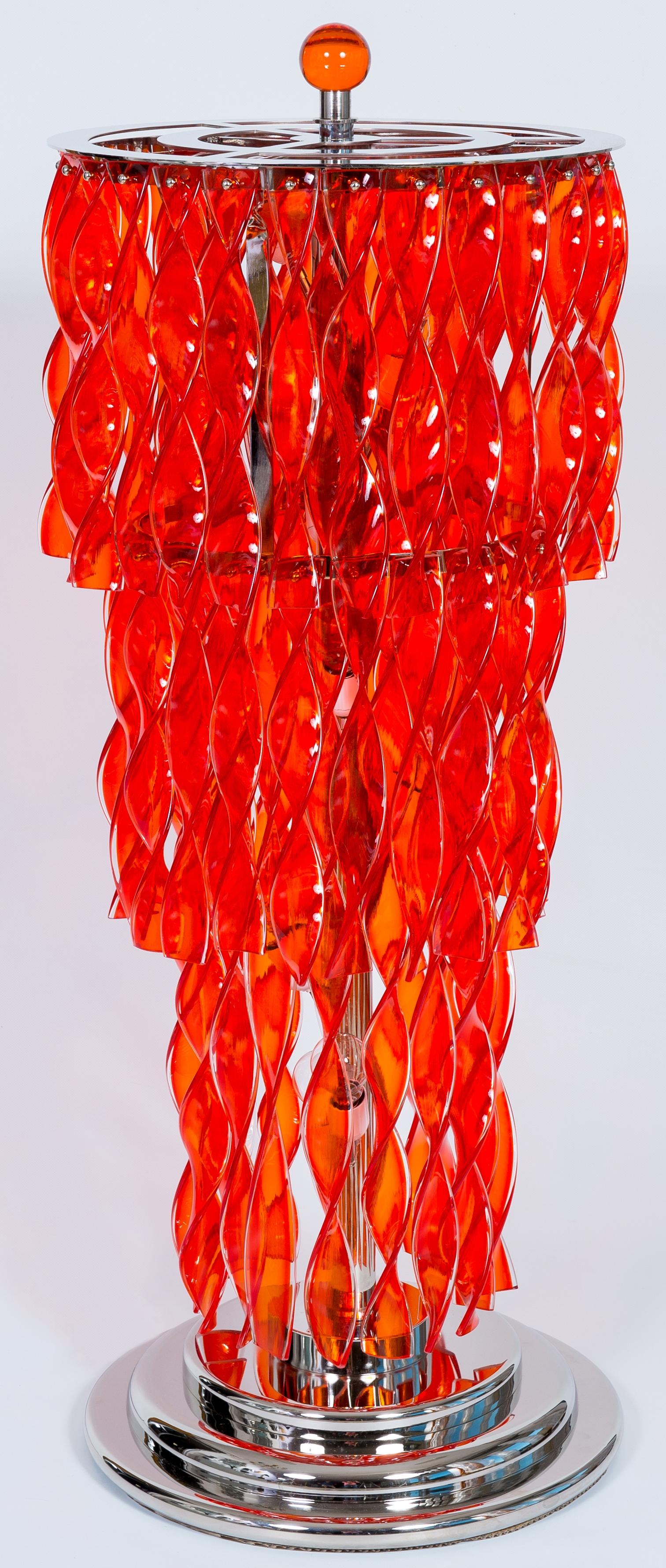 Fantastic, Limited Edition,Red Floor Lamp in Blown Murano Glass twisted strings, Giovanni Dalla Fina 21st
This is an amazing portrait entirely handcrafted in blown Murano glass, in the Venetian Murano Island. 
This is a unique Italian Venetian,