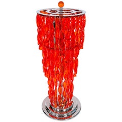 Red Floor Lamp in Blown Murano Glass twisted strings, Giovanni Dalla Fina 21st