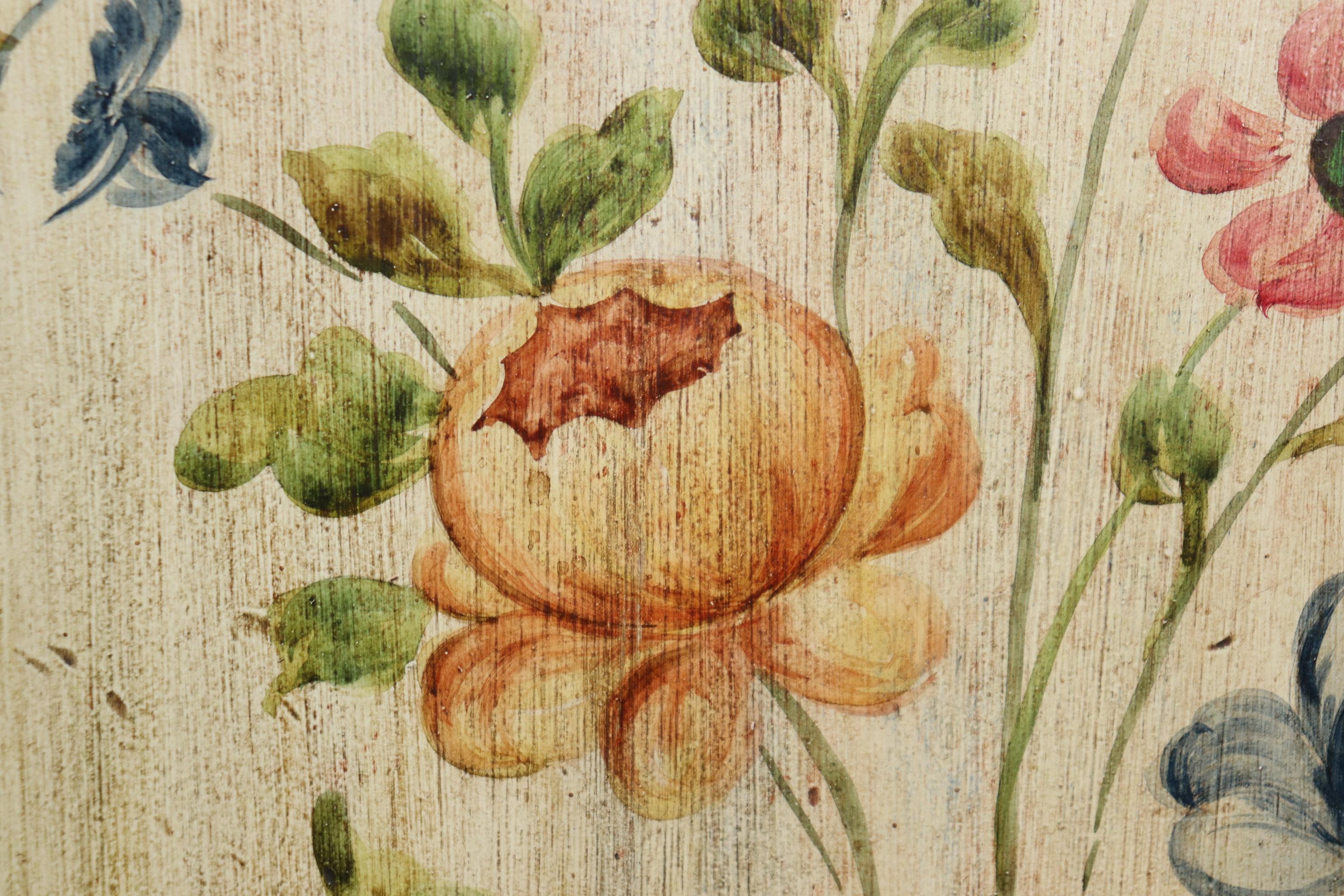 Italian Venetian Floral Paint Decorated Antique Distressed Secretary Desk For Sale 8