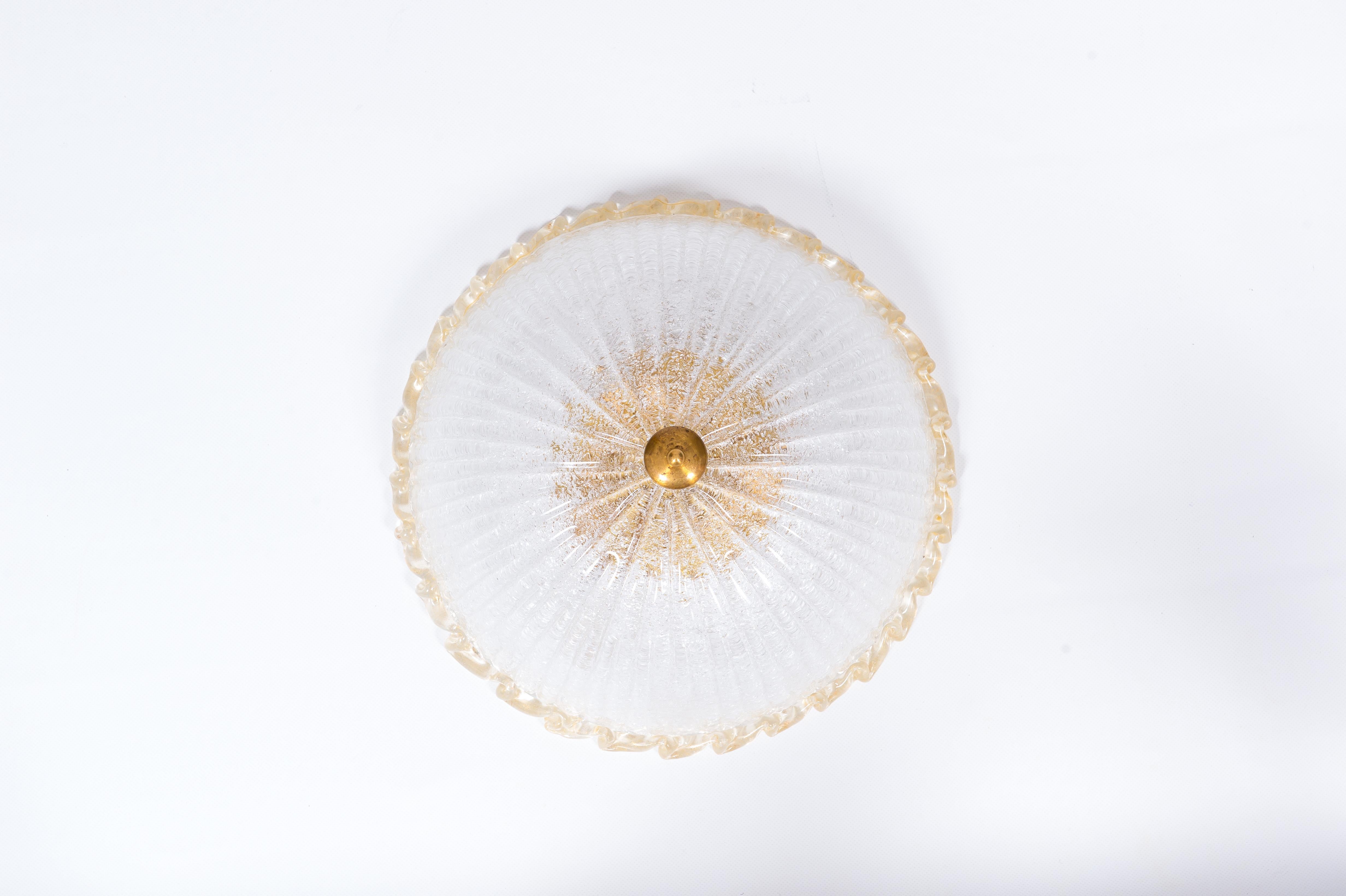 Italienische venezianische Unterputzdose aus geblasenem Murano-Glas mit Goldverzierungen 1980er Jahre im Angebot 4