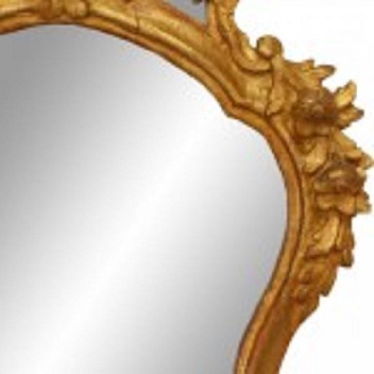 Miroir mural vénitien italien en bois doré Bon état - En vente à Queens, NY