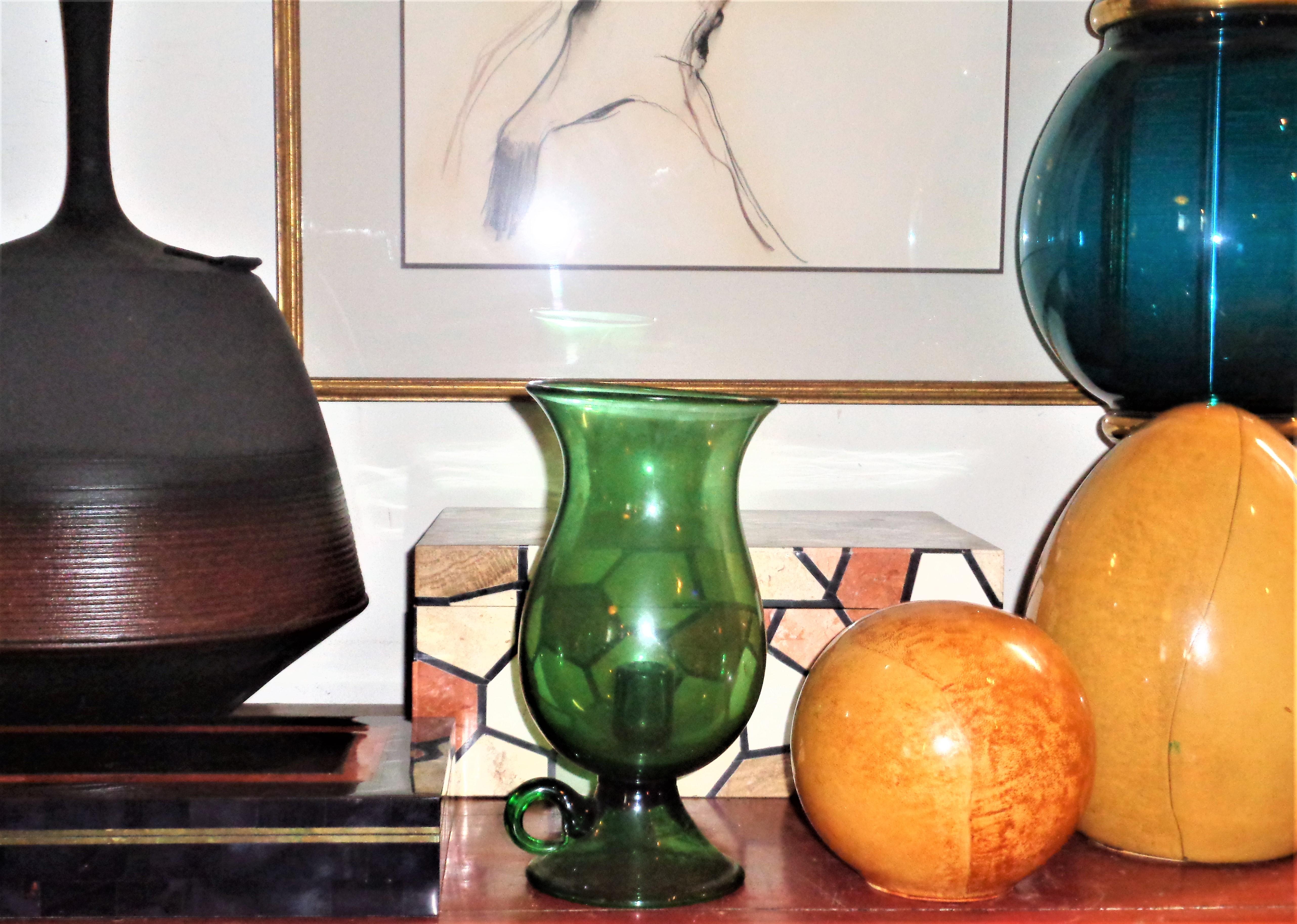 Italian Venetian Glass Hurricane Style Candle Lantern 1960's 6
