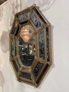 Italian Venetian Glass Octagonal Mirror