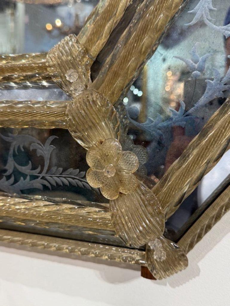 XX secolo Specchio ottagonale in vetro veneziano italiano in vendita