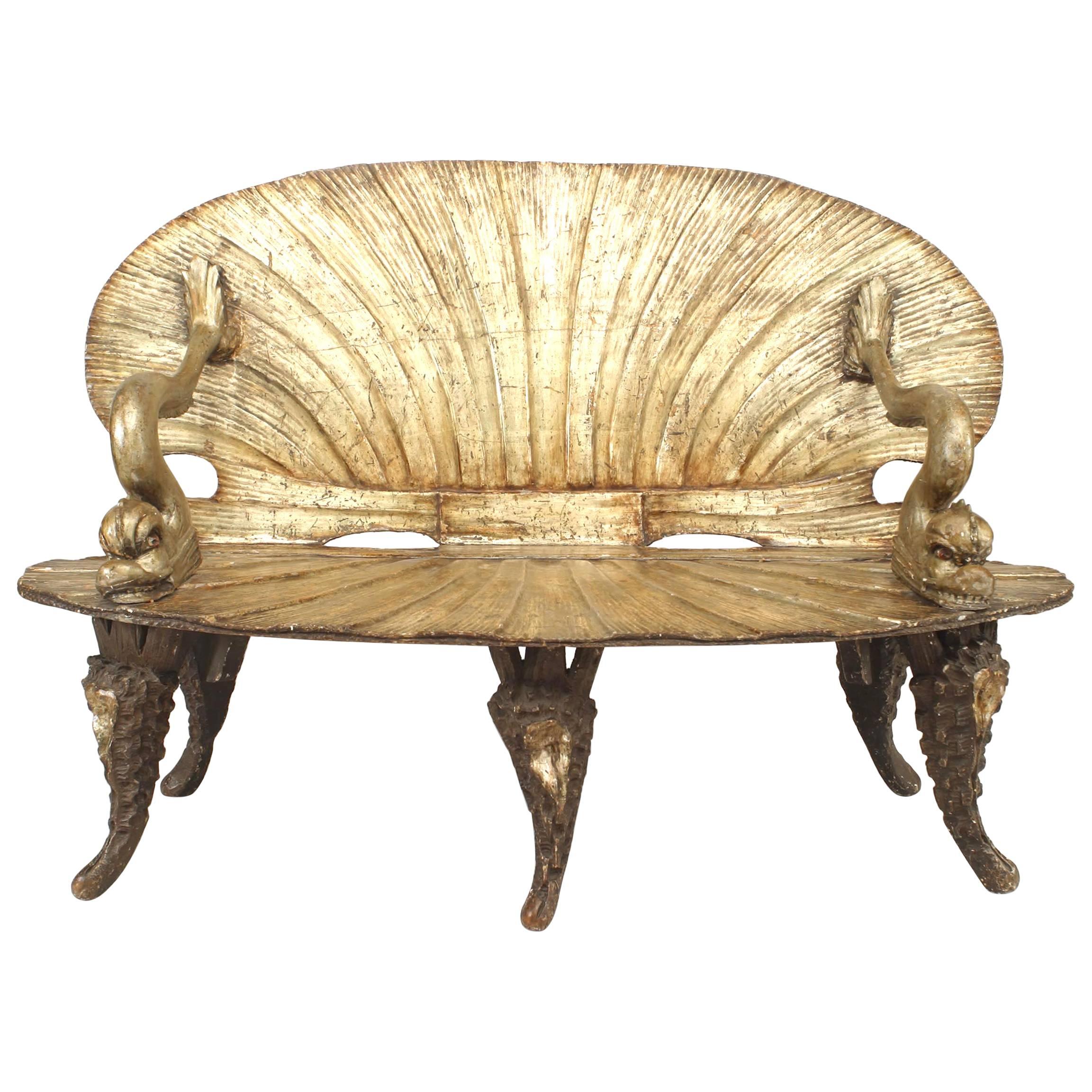 Italian Venetian Grotto 19th Century Silver Gilt Settee