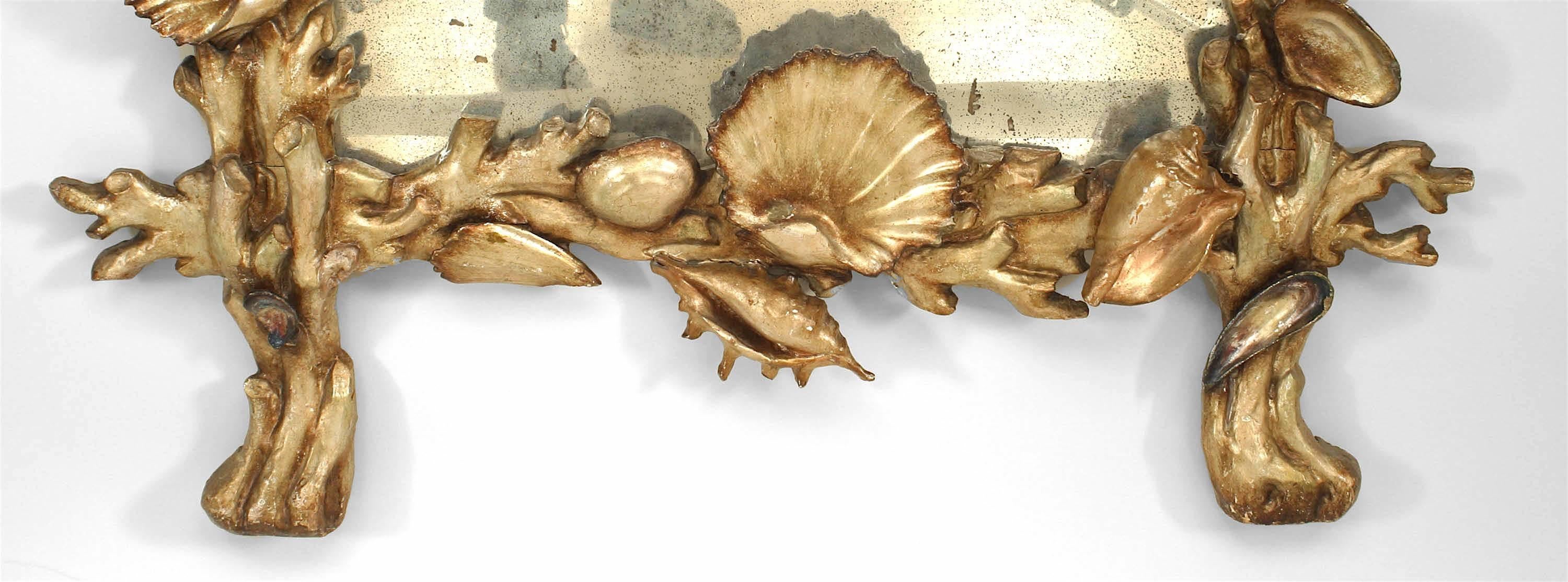 Pauly et Cie Italian Venetian Grotto Seashell Polychromed Wall Mirror 1