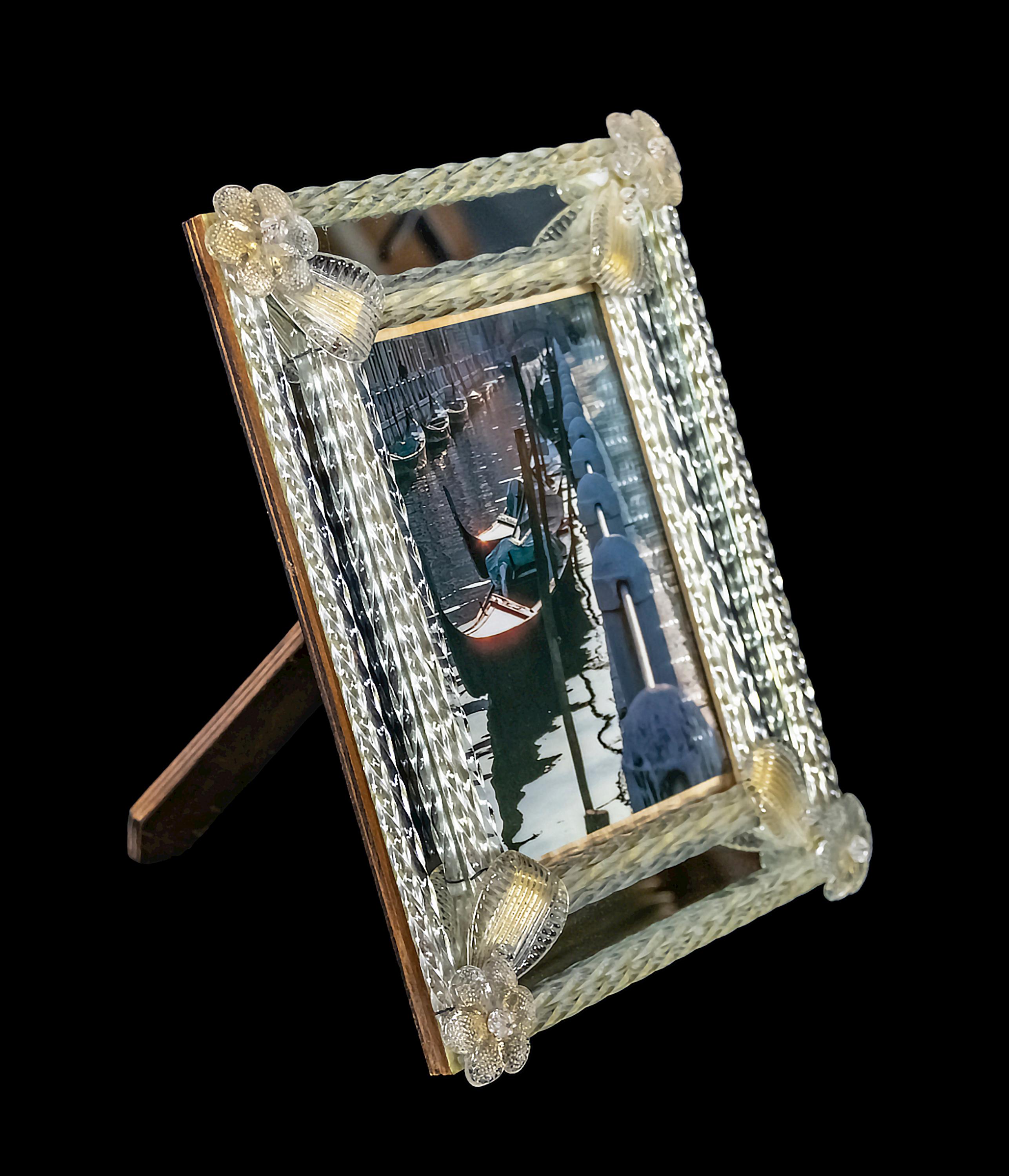Mid-Century Modern Italian Venetian Handmade Murano Glass Photo Frame