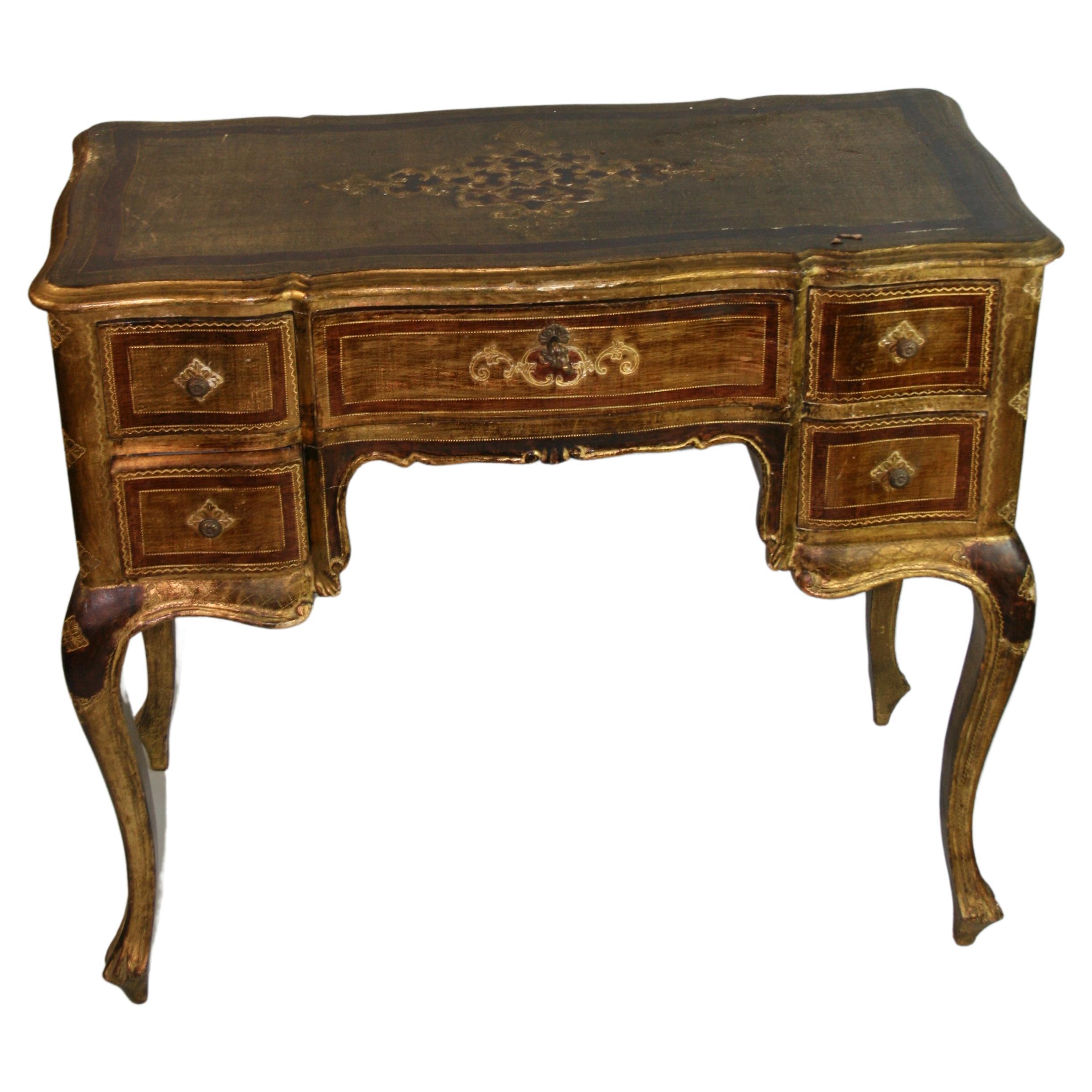 1290 Hand painted Venetian style desk with gilt finish.
