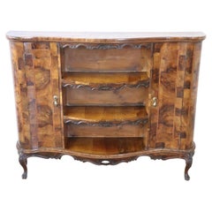 Italian Venetian Louis XV Style Walnut Burl Small Bookcase Cabinet