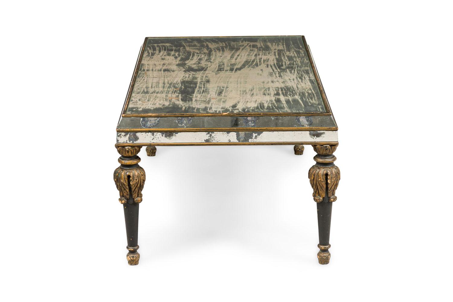 Mesa de centro veneciana italiana de mediados de siglo con espejos Moderno de mediados de siglo en venta