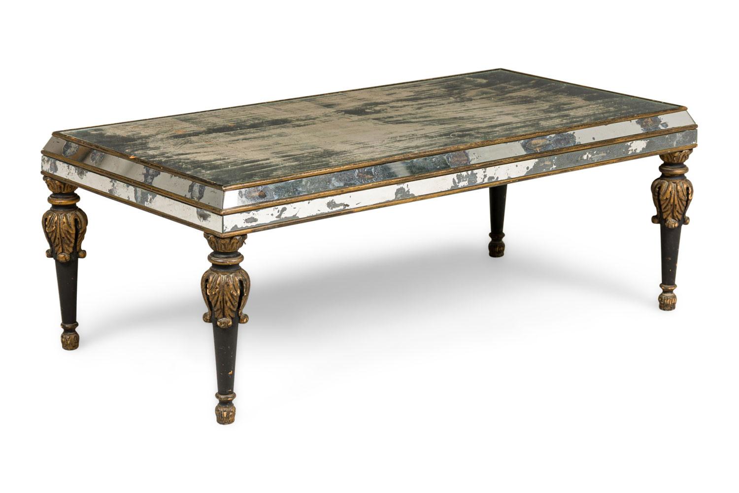 Mesa de centro veneciana italiana de mediados de siglo con espejos Italiano en venta