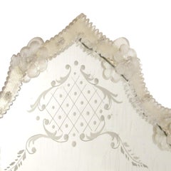 Italian Venetian Mirror, Circa 1930s/40s, Etched Glass with Floral Details