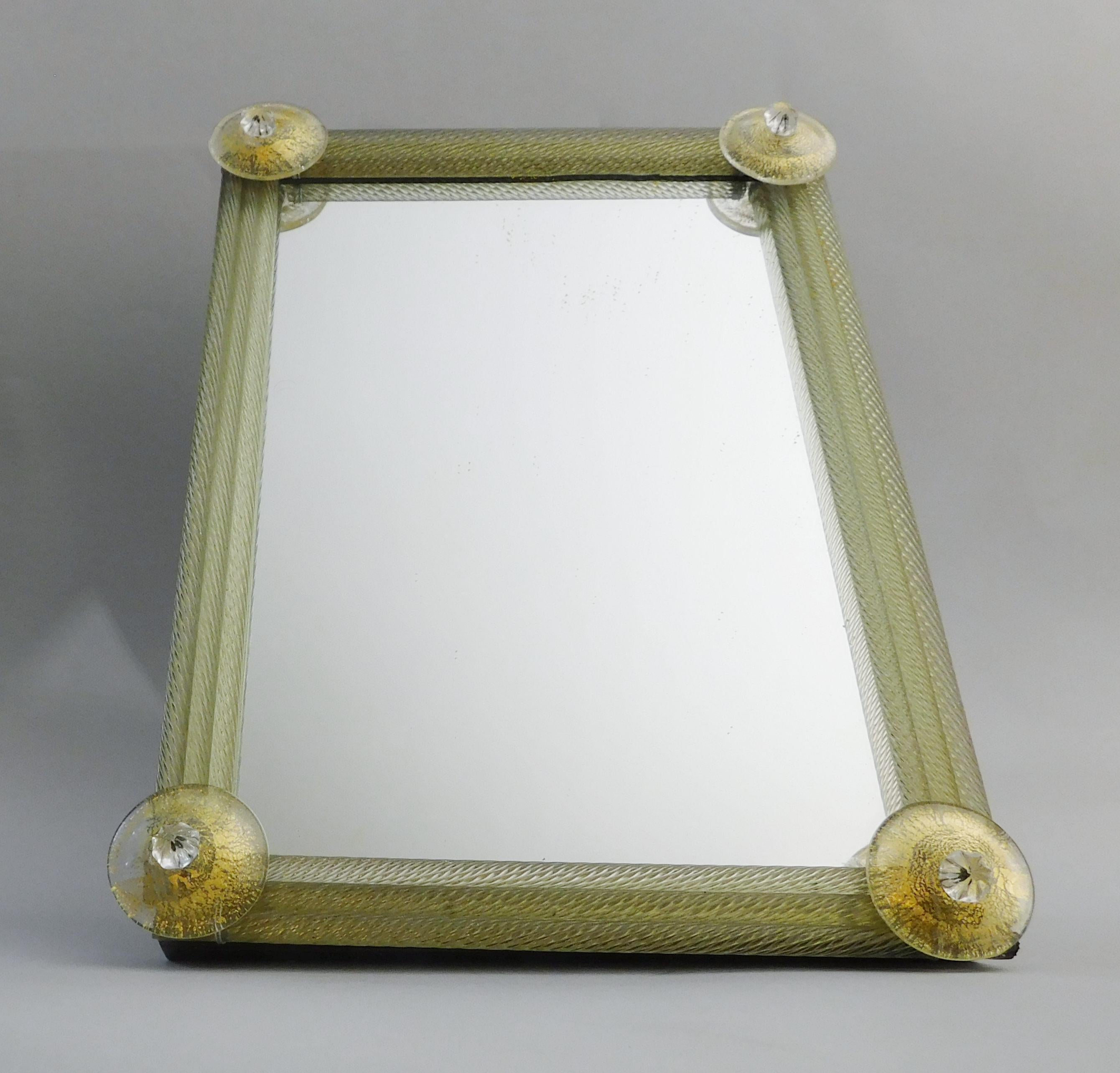 Vintage Italian Venetian rectangular table mirror with hand blown Murano glass borders, circa 1960s
Height: 12 inches / width: 8.3 inches
1 available in stock in Italy
Order reference #: FABIOLTD L101