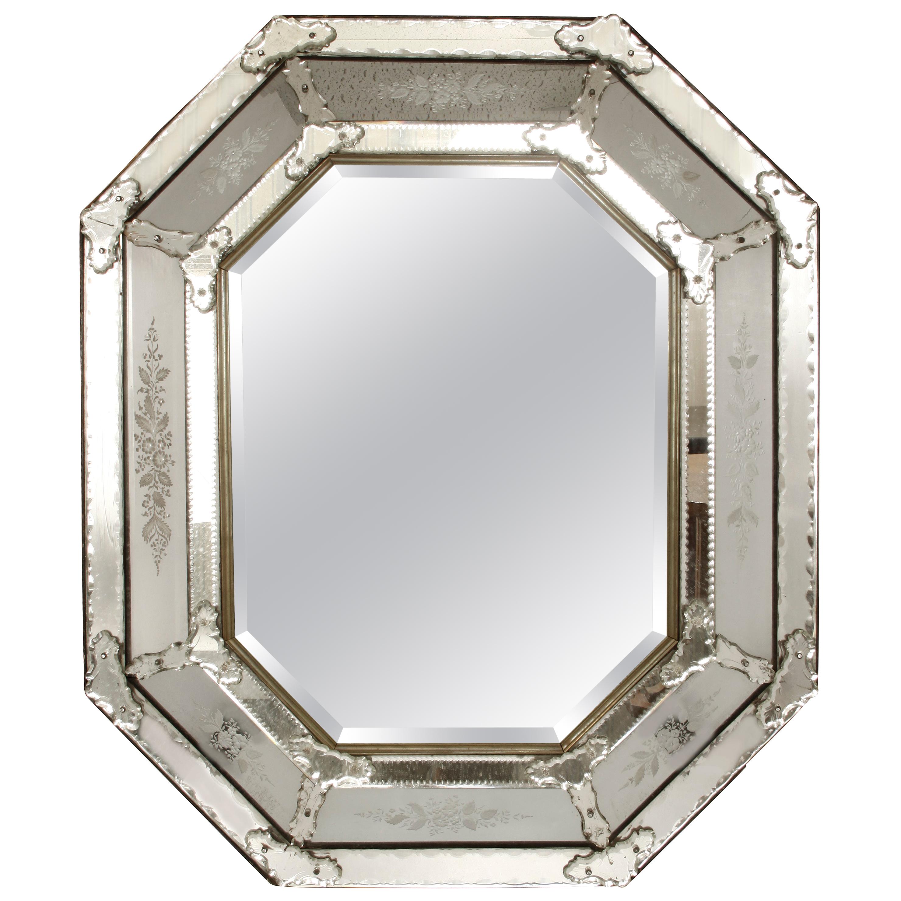 Italian Venetian Mirror with Etched Details