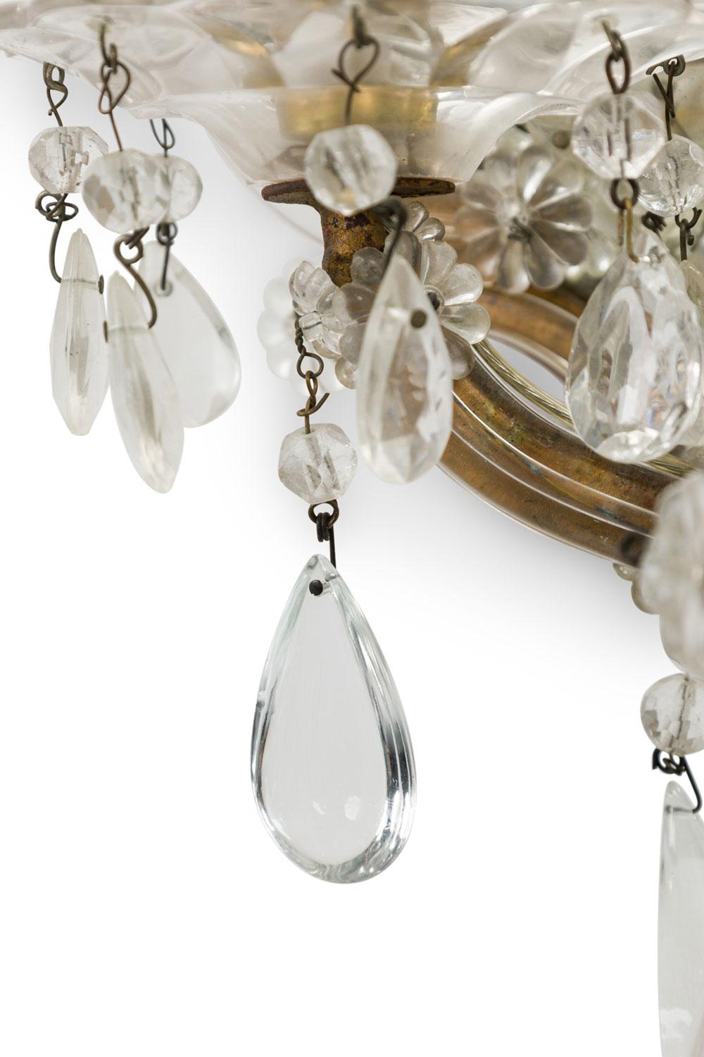 18th Century and Earlier Italian Venetian Mirrored Wall Sconces With Crystals For Sale