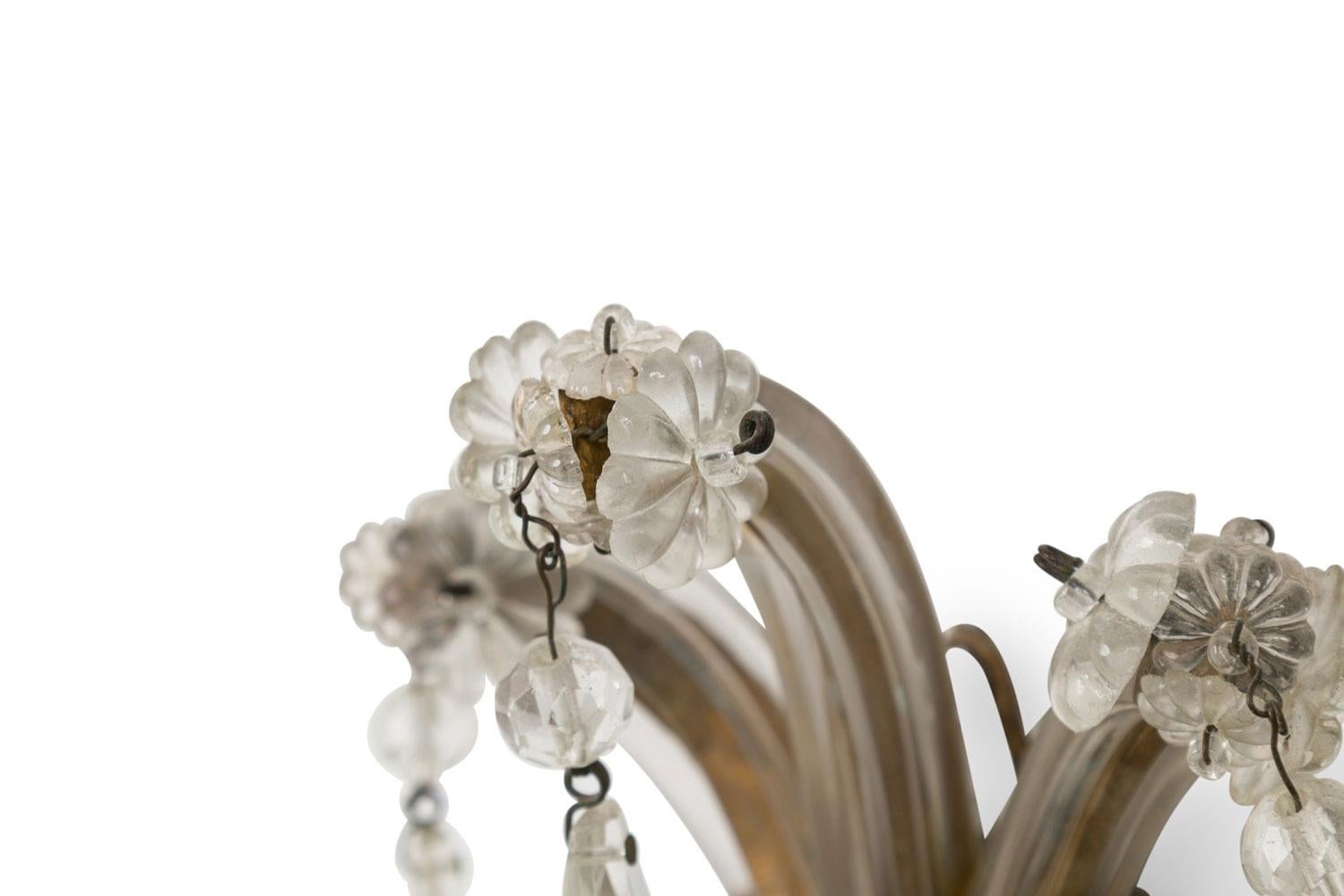 Italian Venetian Mirrored Wall Sconces With Crystals For Sale 2