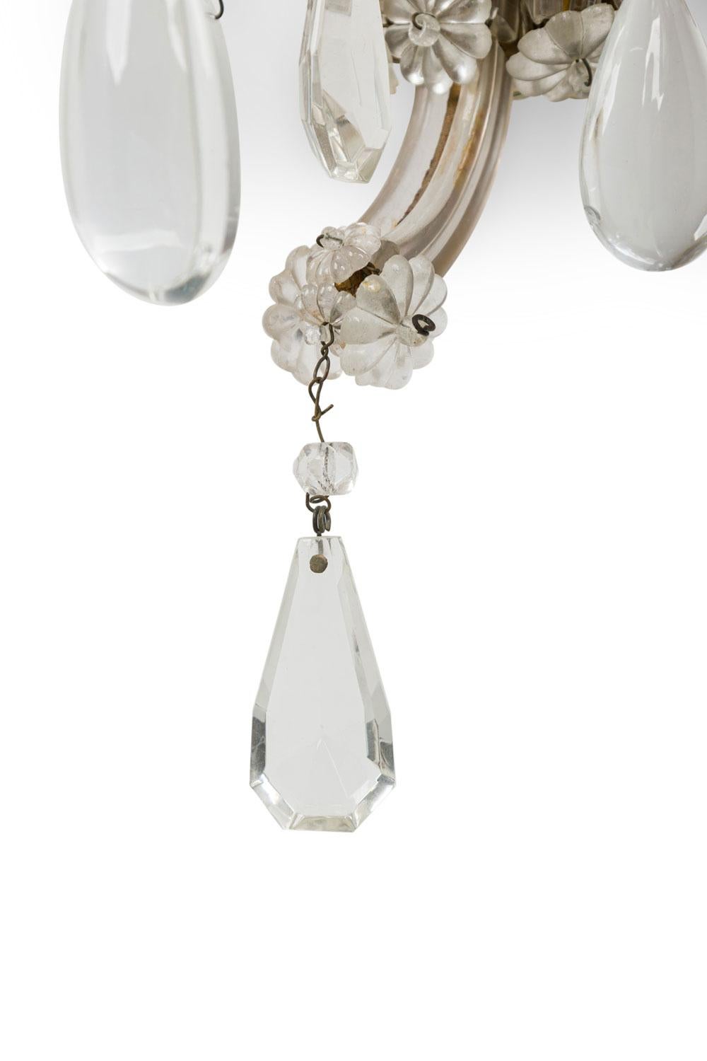 Italian Venetian Mirrored Wall Sconces With Crystals For Sale 4