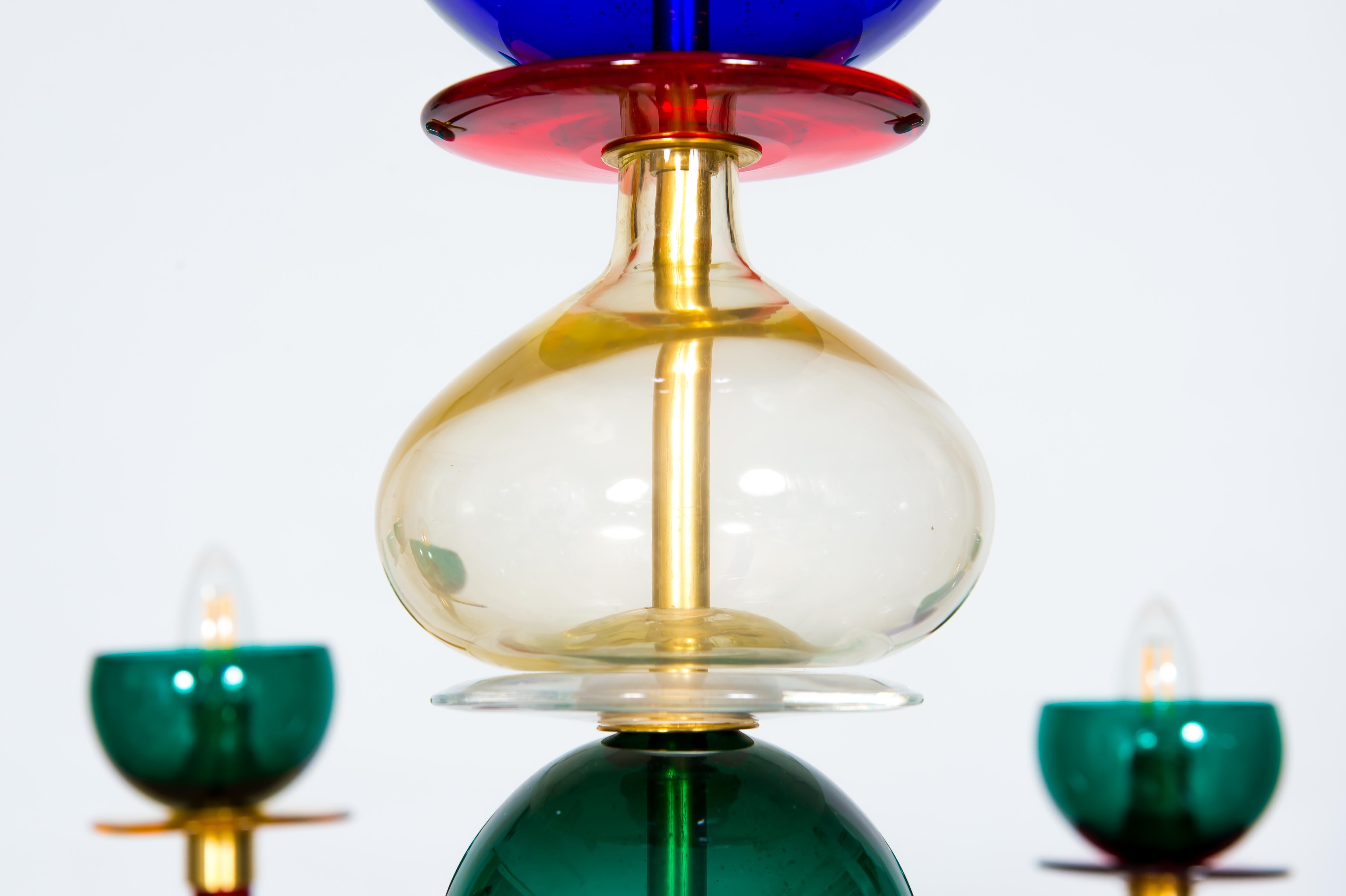 Italian Venetian Multicolor Murano Glass Chandelier by Giovanni Dalla Fina 2010s For Sale 4