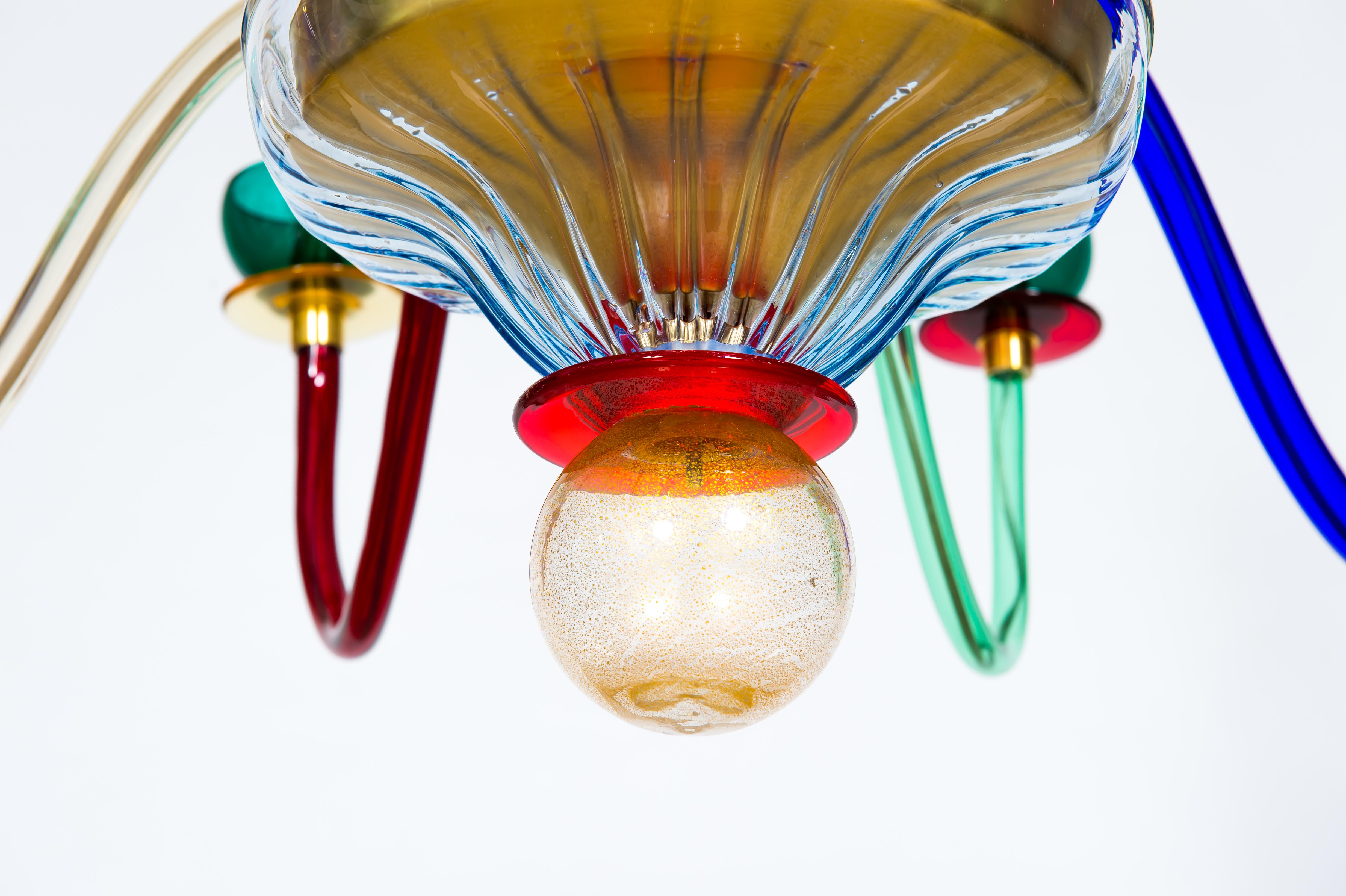 Italian Venetian Multicolor Murano Glass Chandelier by Giovanni Dalla Fina 2010s For Sale 6