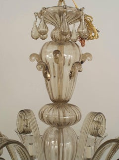 Italian Venetian Murano Smoked Glass Chandelier