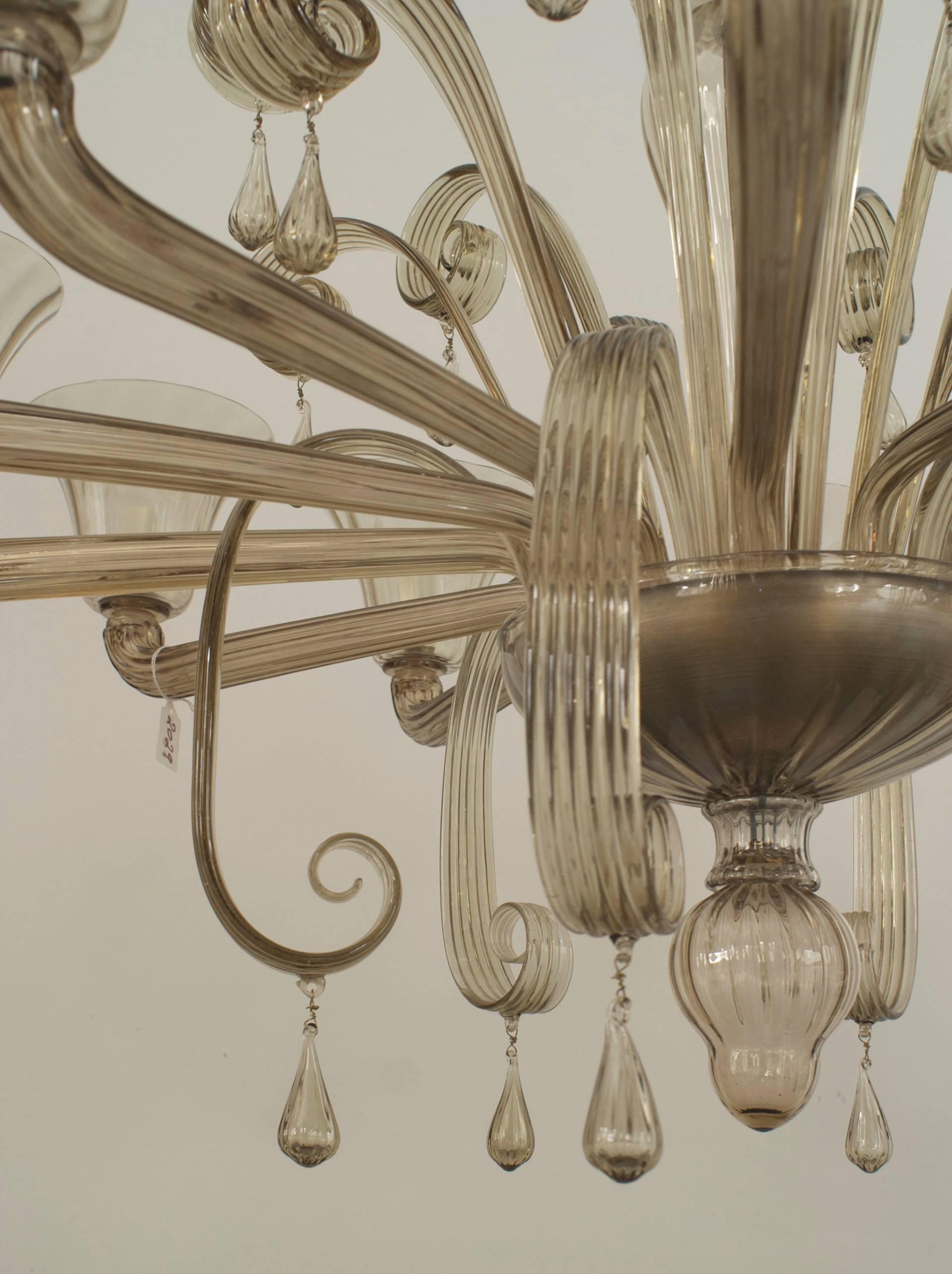 Italian Venetian Murano Smoked Glass Chandelier In Good Condition For Sale In New York, NY
