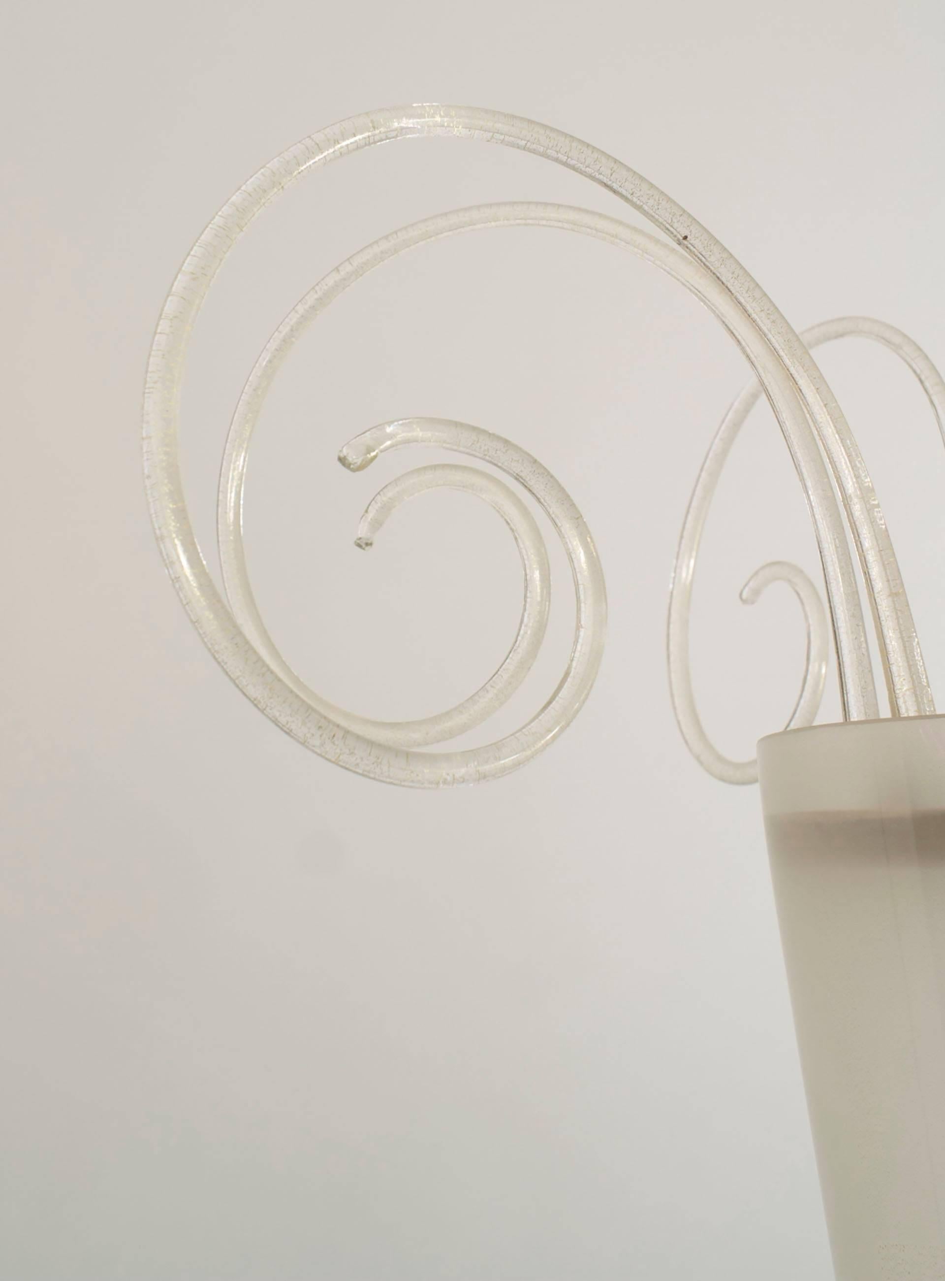 Italian Venetian Murano Segusso Frosted Glass Lantern In Good Condition In New York, NY
