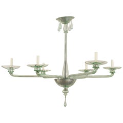 Antique Italian Venetian Murano 1940s Style Light Green Glass Chandelier