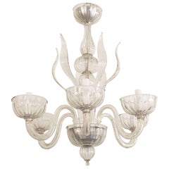 Antique Italian Venetian Murano 1940s Style 
Modern
 Clear Glass Chandelier