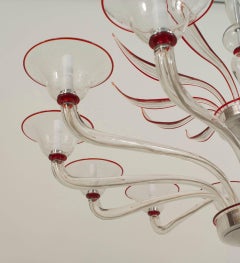 Italian Venetian Murano Glass Feather Chandelier
