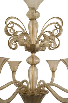 Italian Venetian Murano Smoked Glass Chandelier