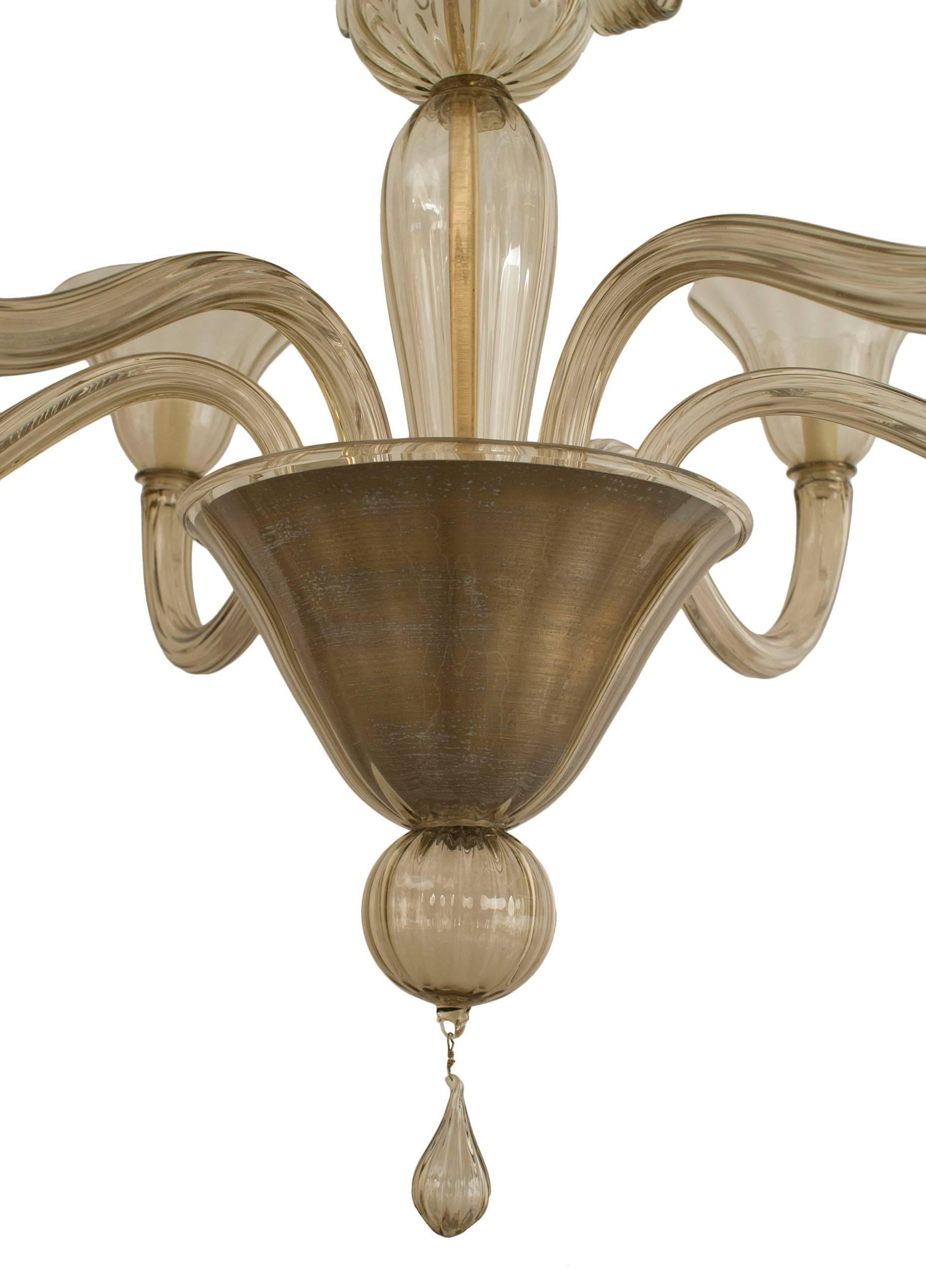 Italienischer venezianischer Muranoglas-Kronleuchter aus Rauchglas im Zustand „Gut“ im Angebot in New York, NY
