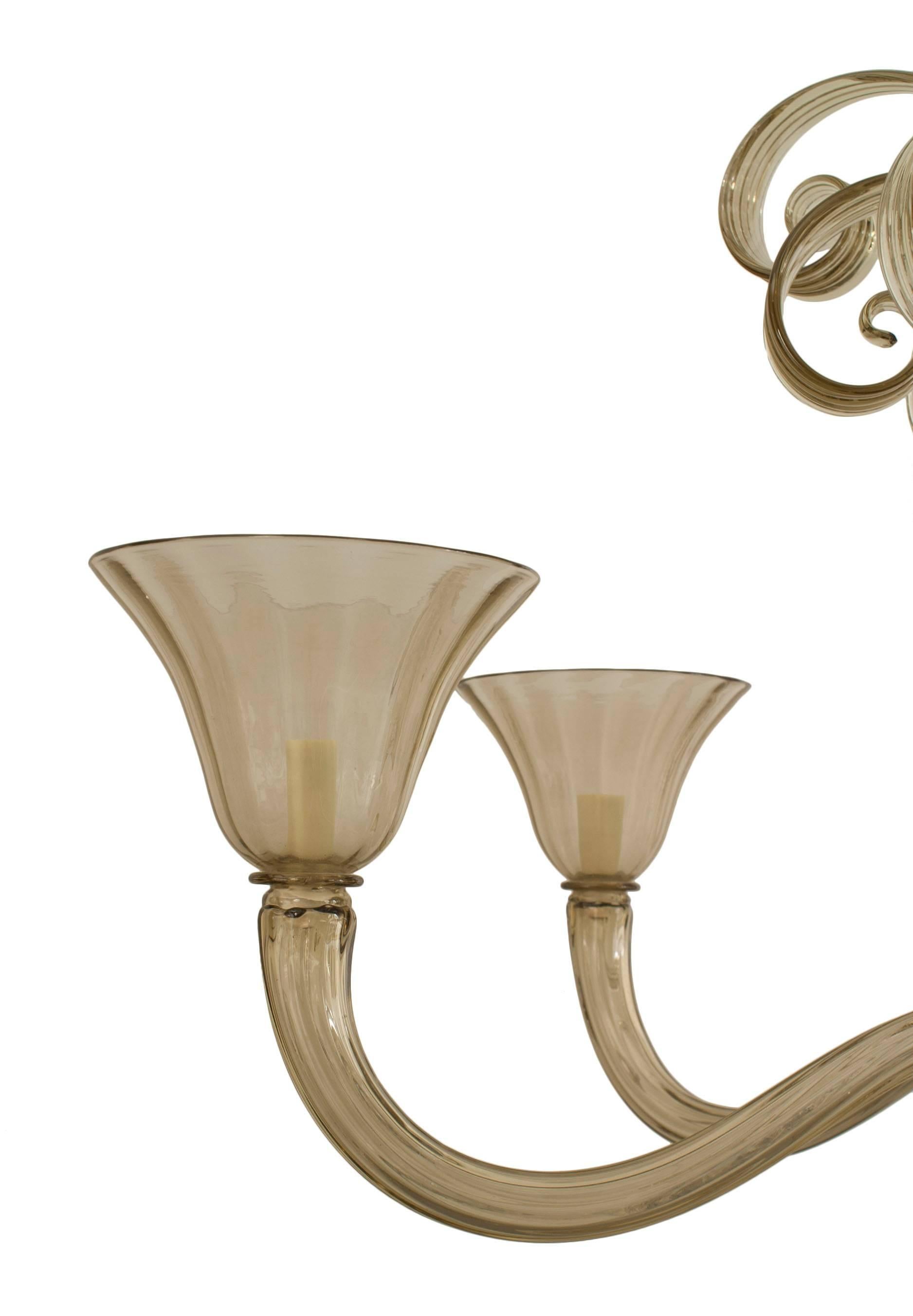 20th Century Italian Venetian Murano Smoked Glass Chandelier For Sale