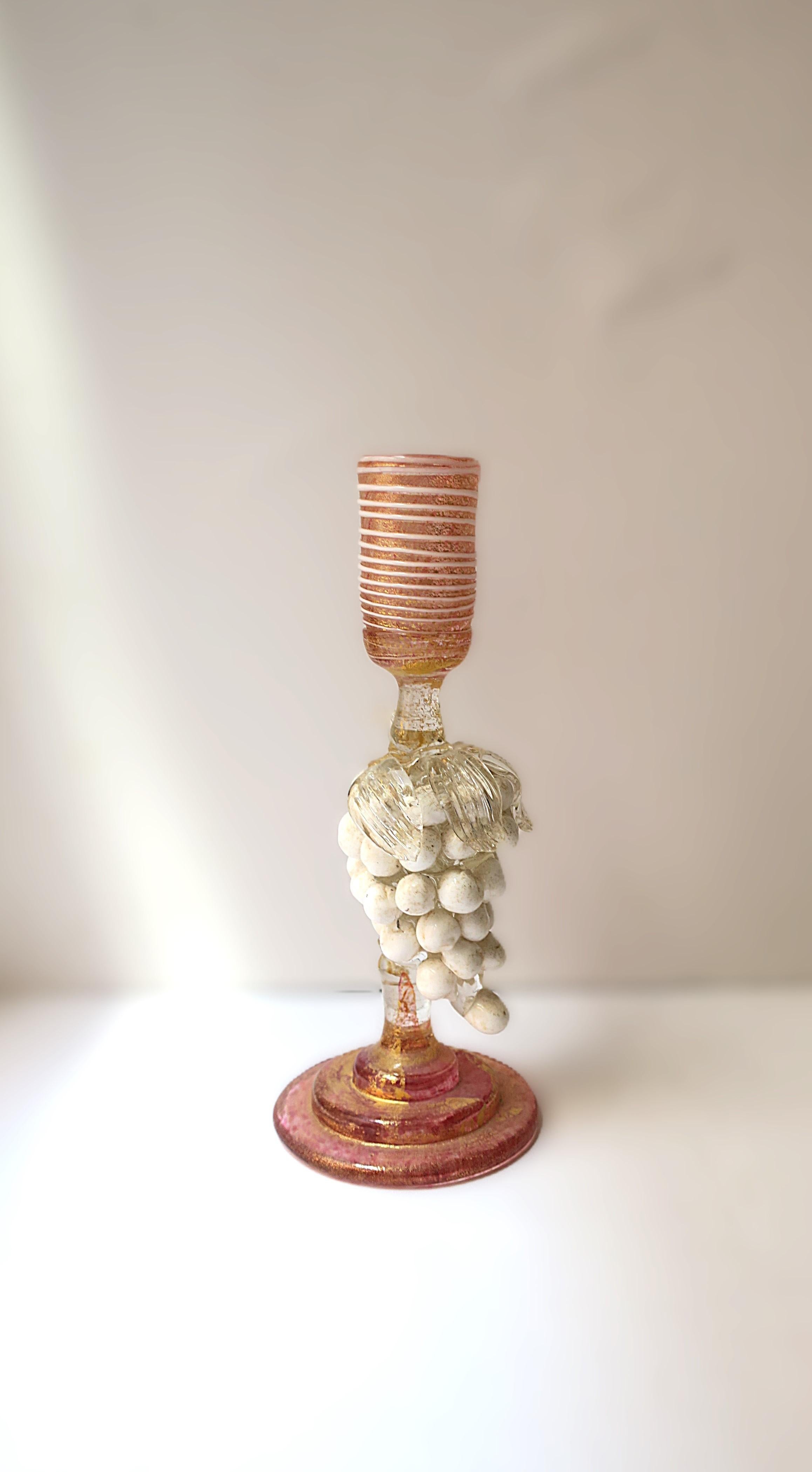 Portacandele in vetro artistico italiano di Murano con uva In condizioni buone in vendita a New York, NY
