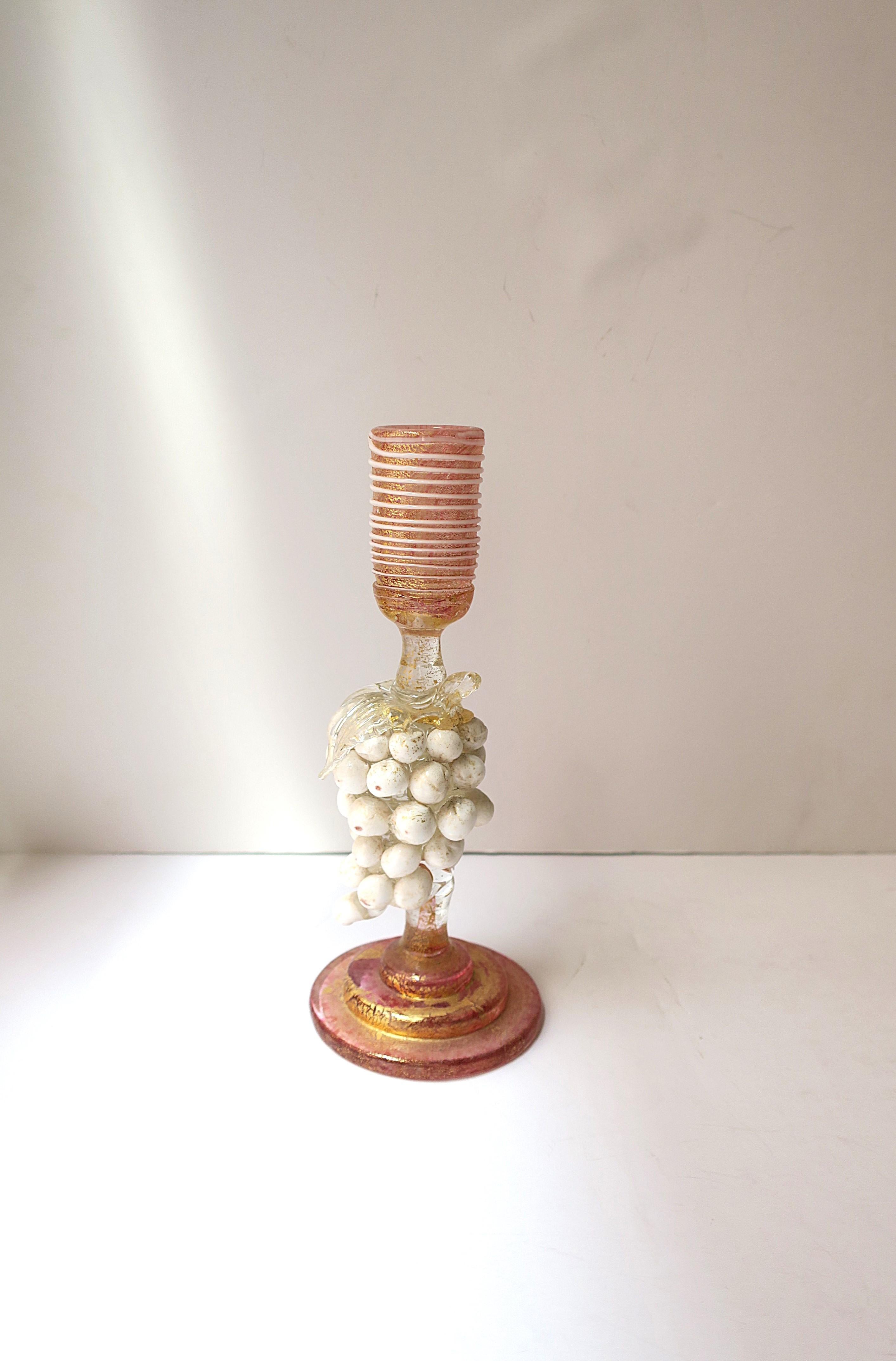 XX secolo Portacandele in vetro artistico italiano di Murano con uva in vendita