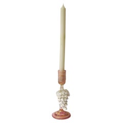 Italian Venetian Murano Art Glass Candlestick Holder with Grapes