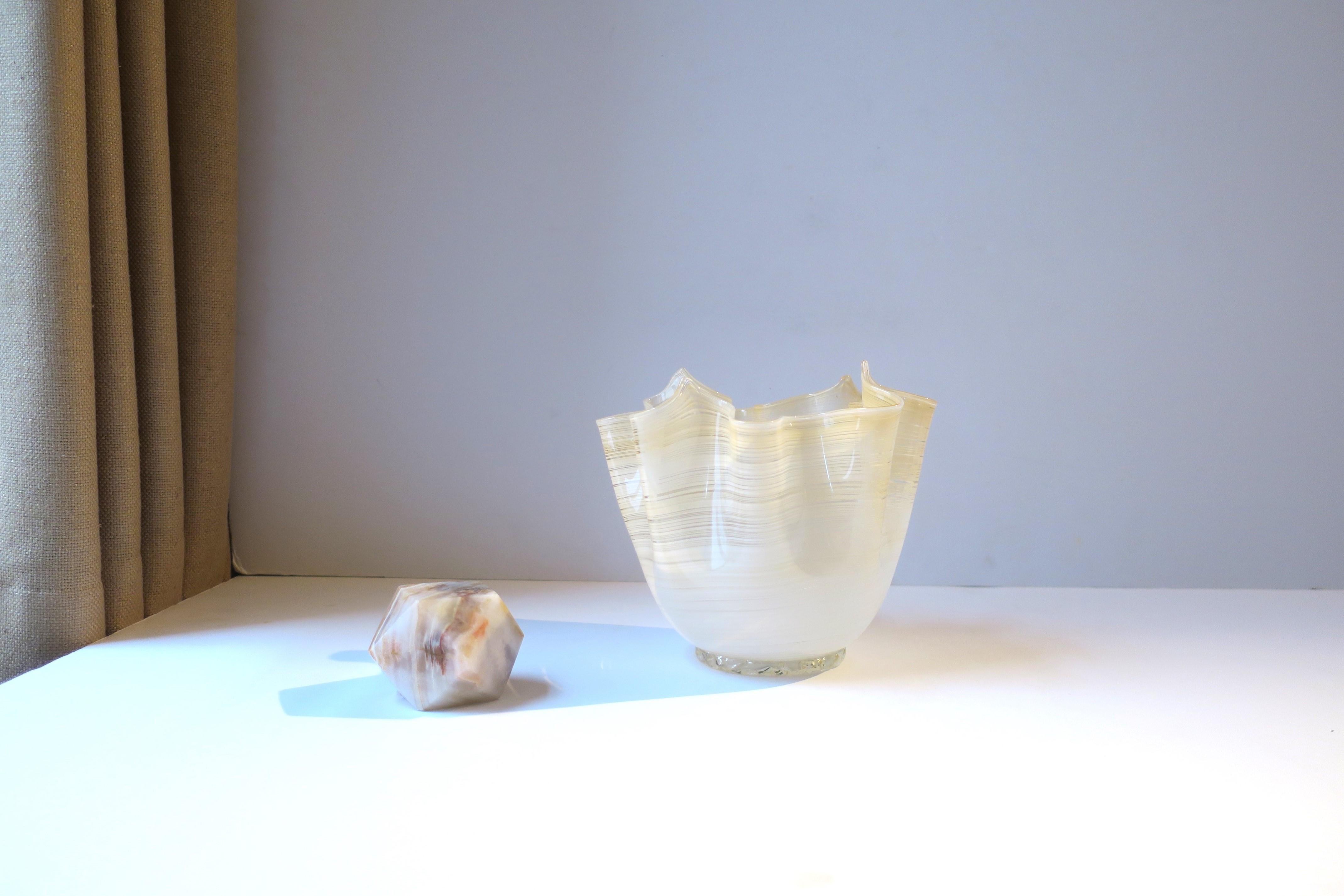 Modern Italian Venetian Murano Art Glass Handkerchief Vase after Venini For Sale