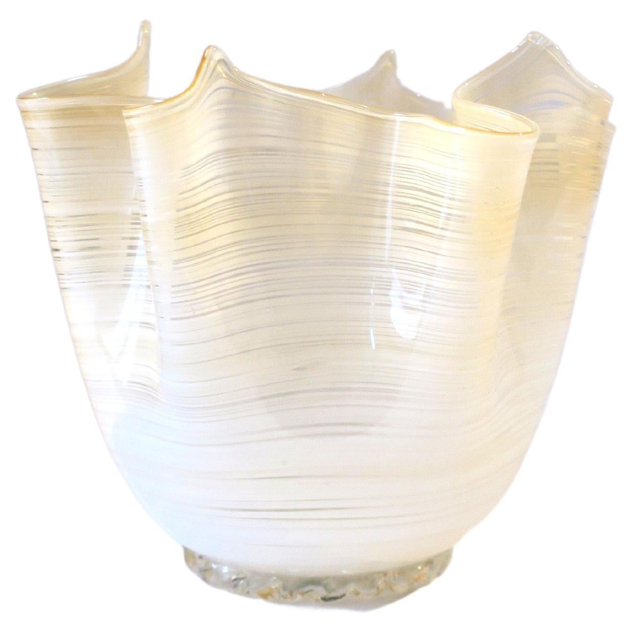 Italian Venetian Murano Art Glass Handkerchief Vase
