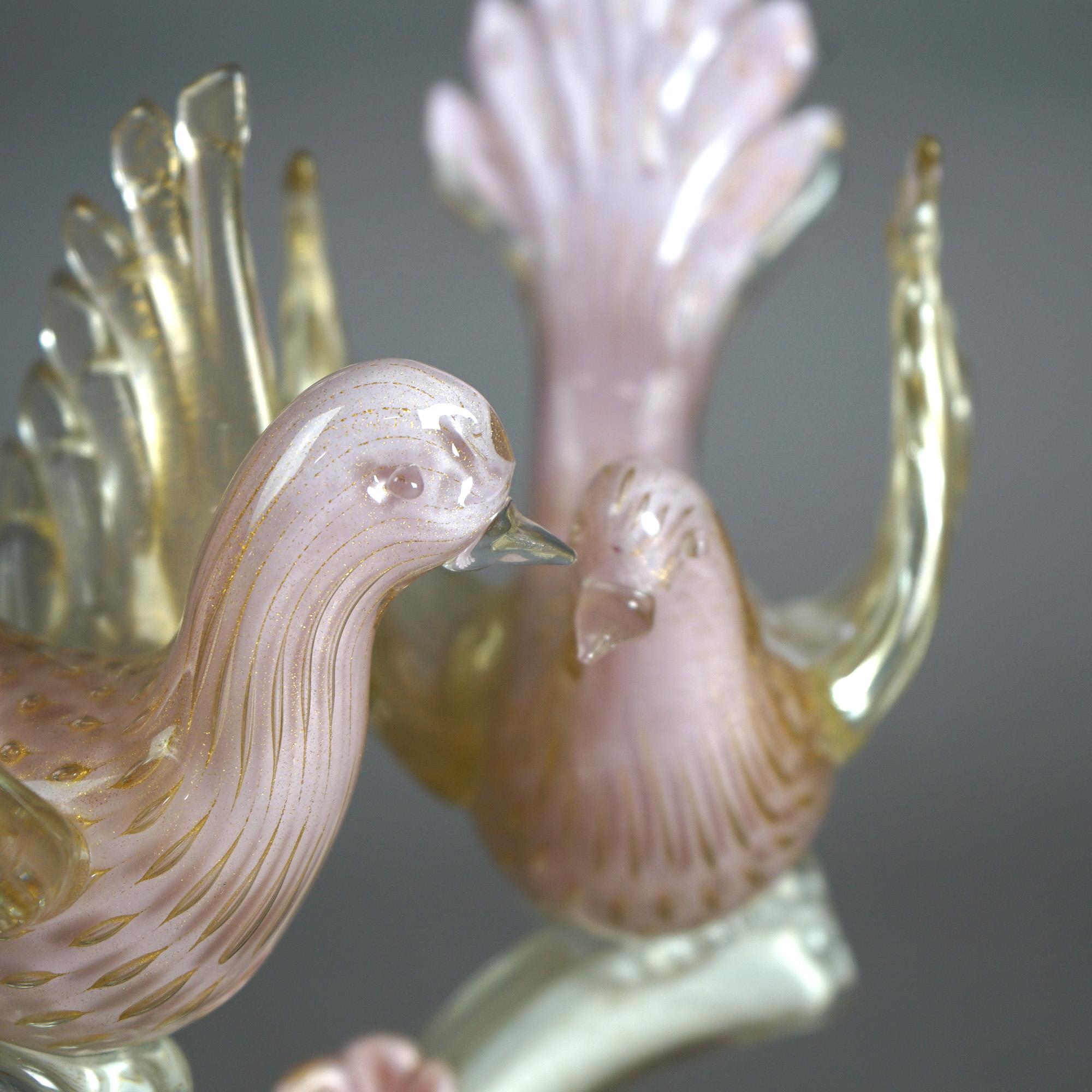 Italian Venetian Murano Art Glass Sculpture of Love Birds C1950’s 3